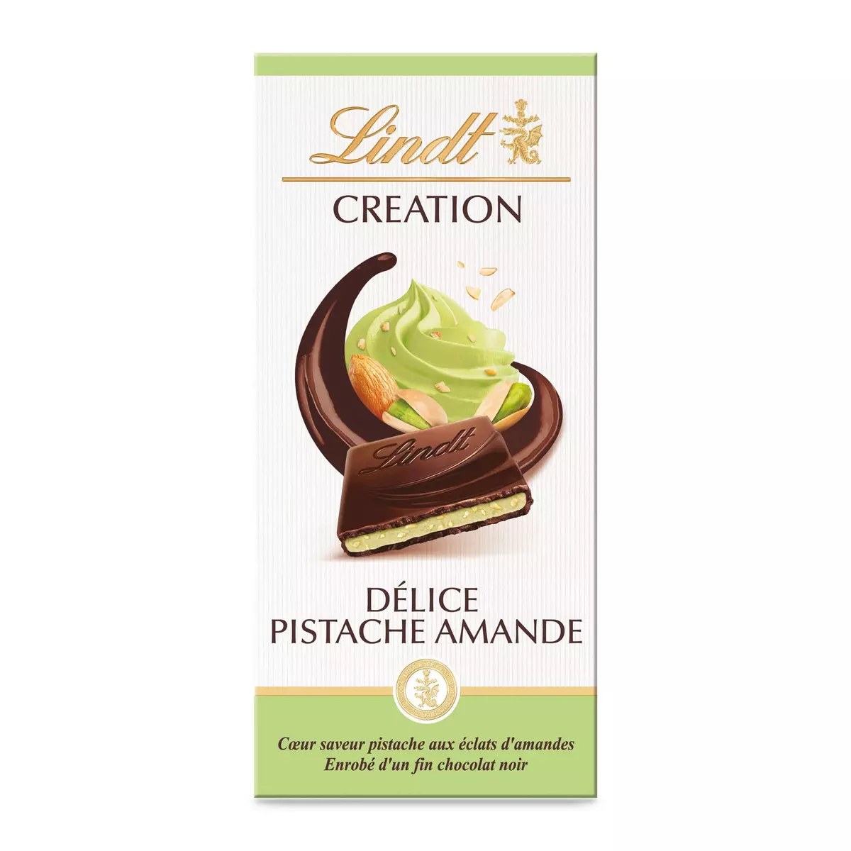 LINDT Création tablette de chocolat noir délice pistache amande 1 pièce 150g