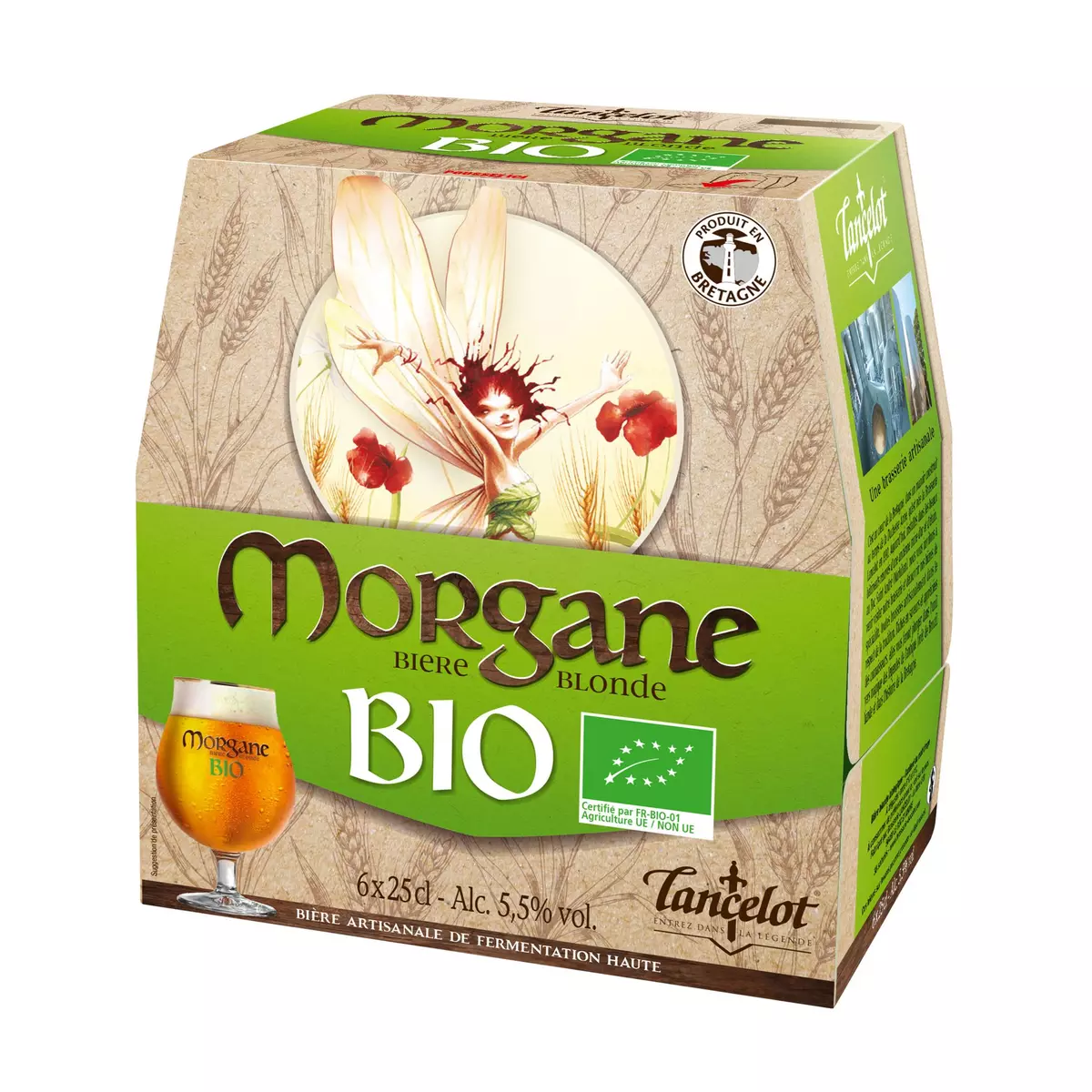 LANCELOT Bière blonde bio Morgane 5,5% bouteilles 6x25cl