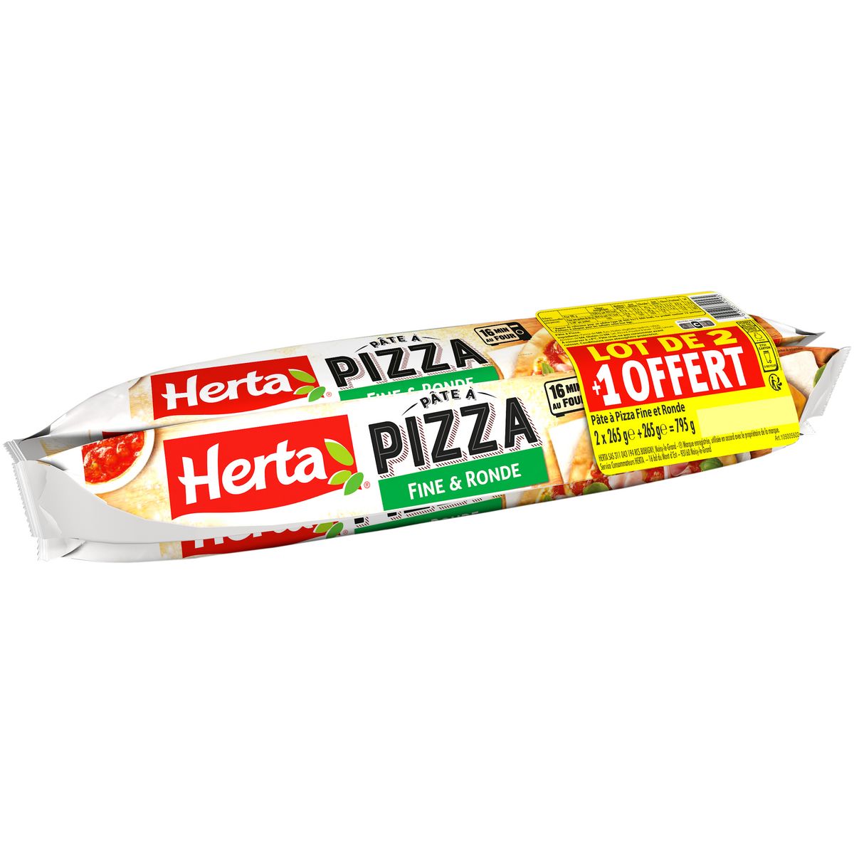 HERTA Pâte à pizza fine et ronde 2+1 offert 3x265g