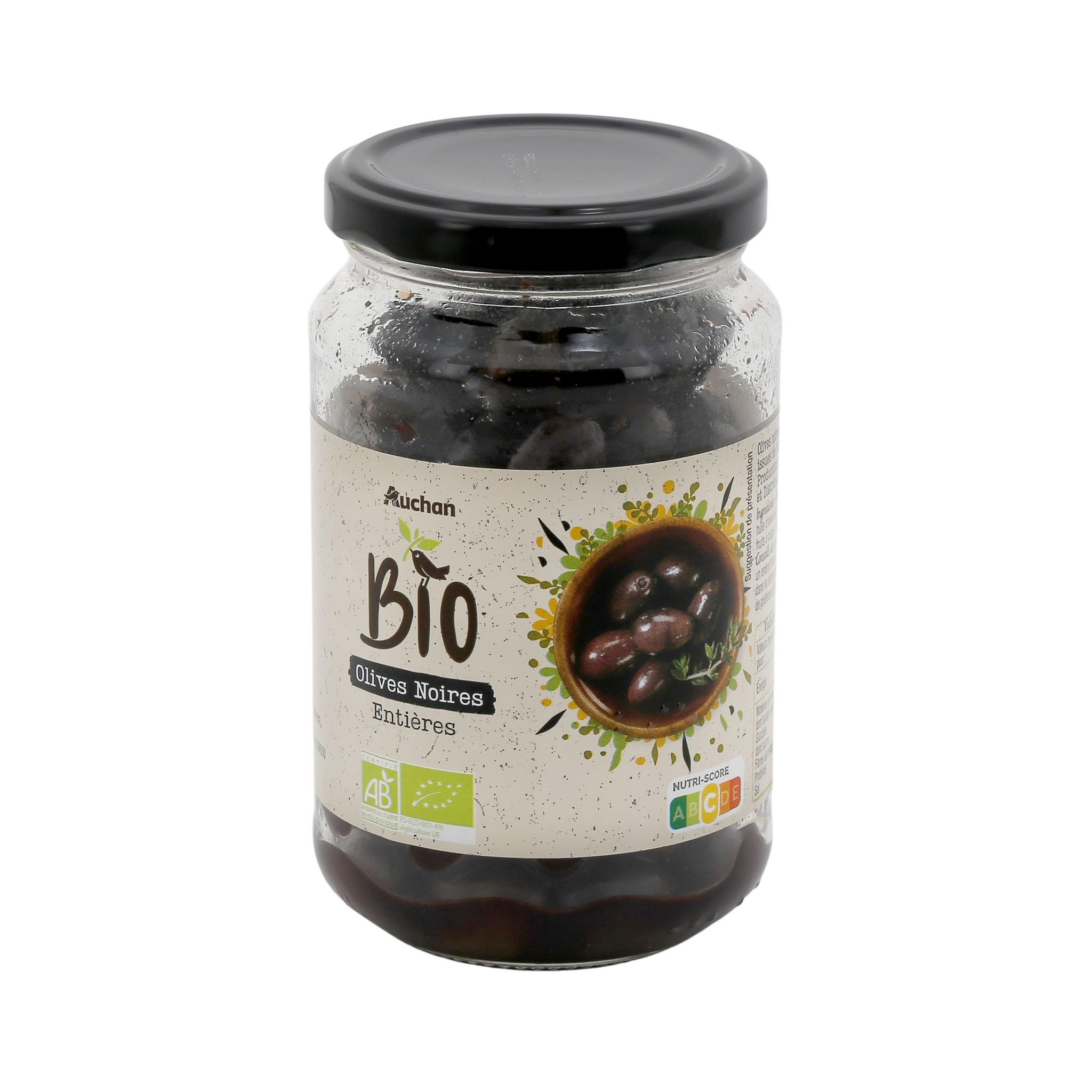 Voir la diapositive 2 : AUCHAN BIO Olives noires entières bocal 235g