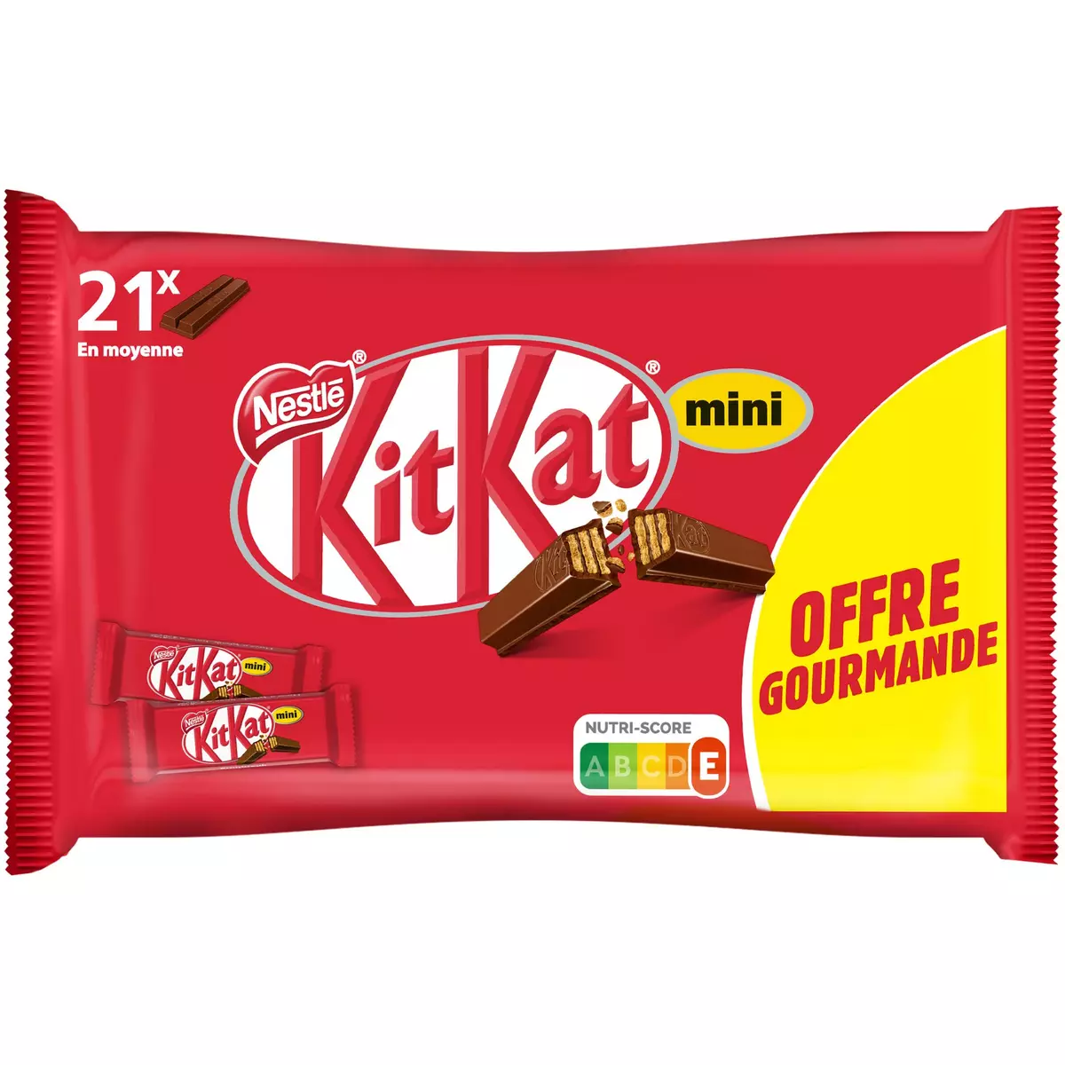 NESTLE KitKat mini gaufrette croustillante enrobée de chocolat au lait 21 pièces environ 350g