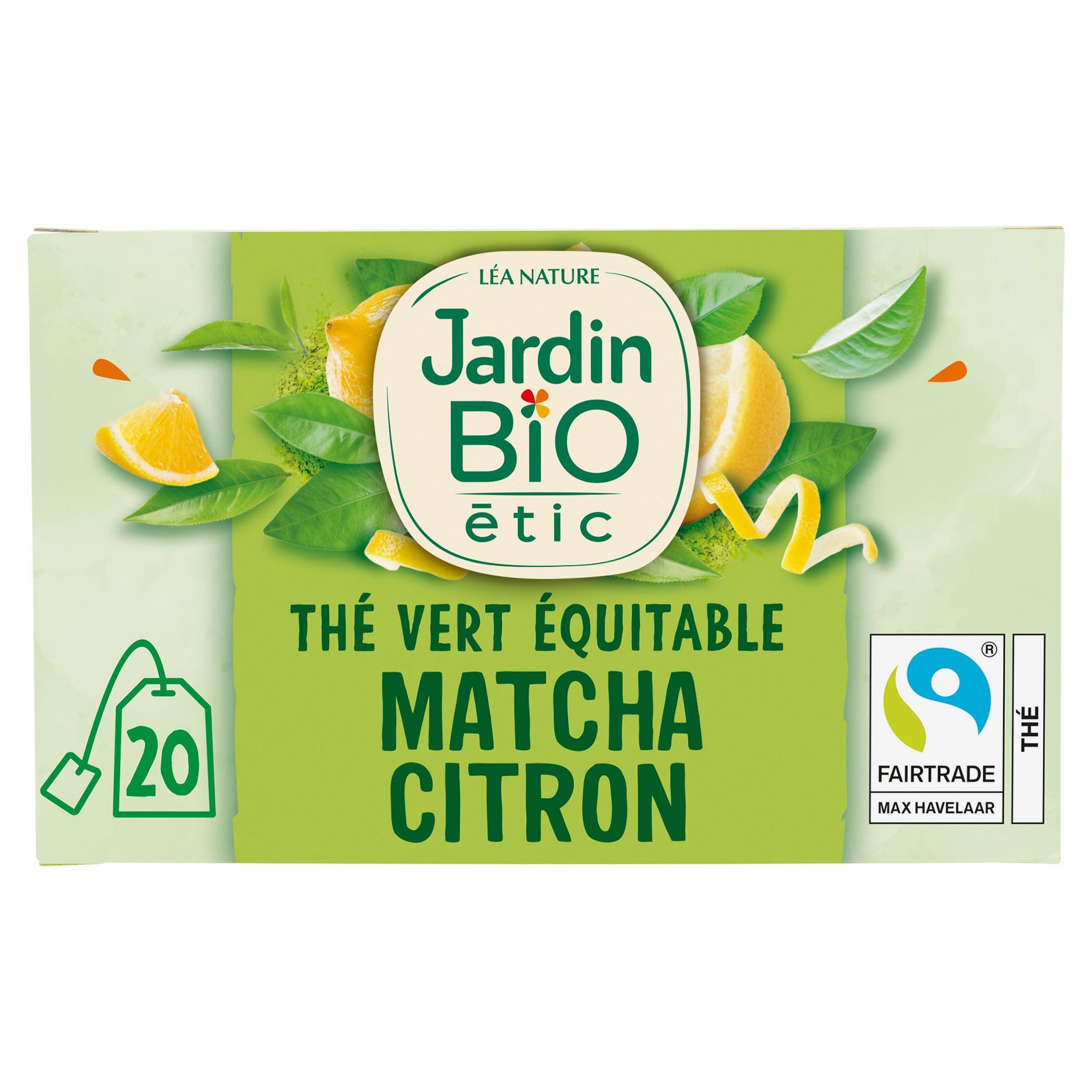 Voir la diapositive 1 : JARDIN BIO ETIC Thé vert Matcha au citron 20 sachets 30g