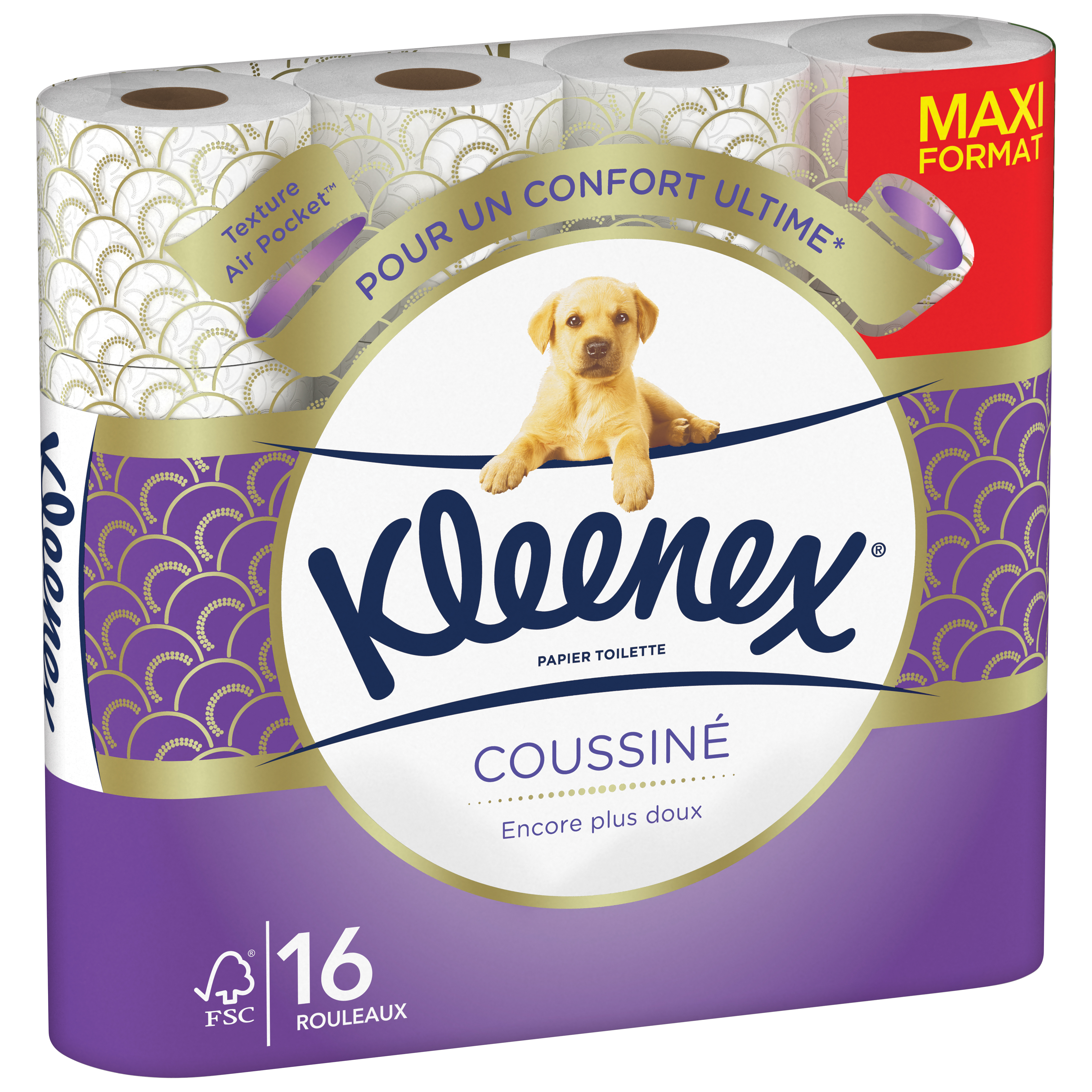 Voir la diapositive 2 : KLEENEX Papier toilette blanc coussiné 3 épaisseurs 16 rouleaux