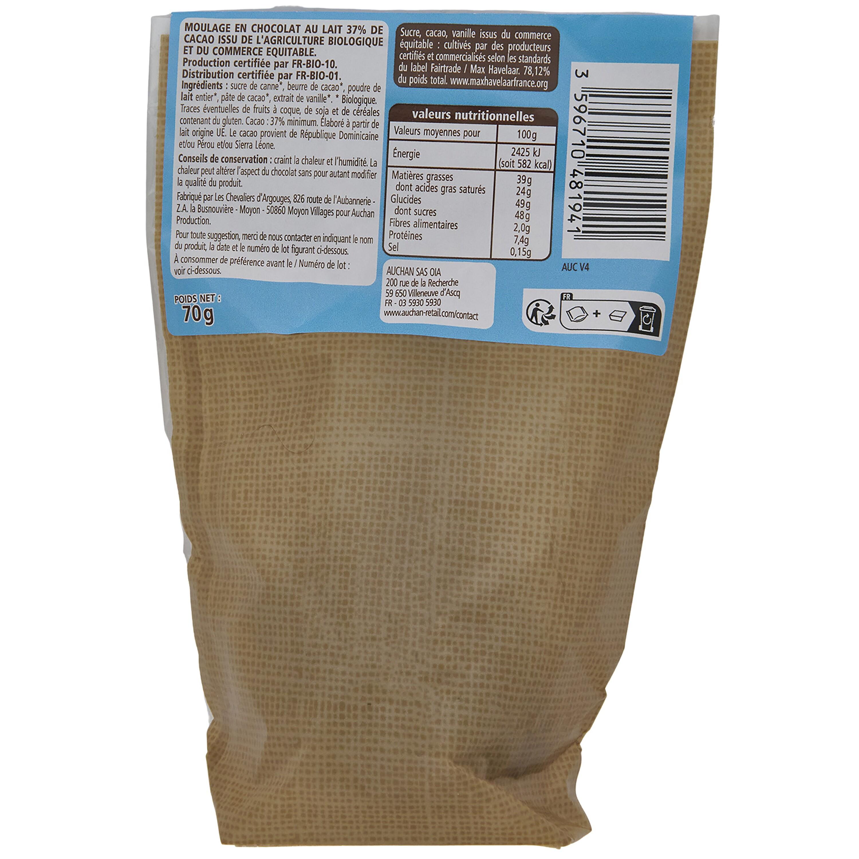 Voir la diapositive 3 : VENDOME Lapin au chocolat et lait bio 70g
