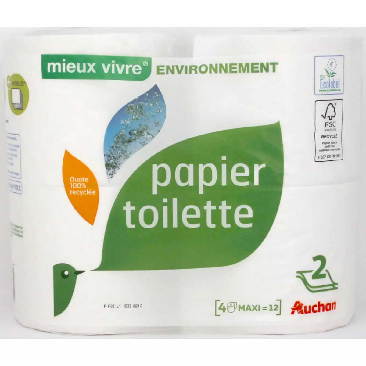 papier hygiénique écologique x 4 - UNI VERT