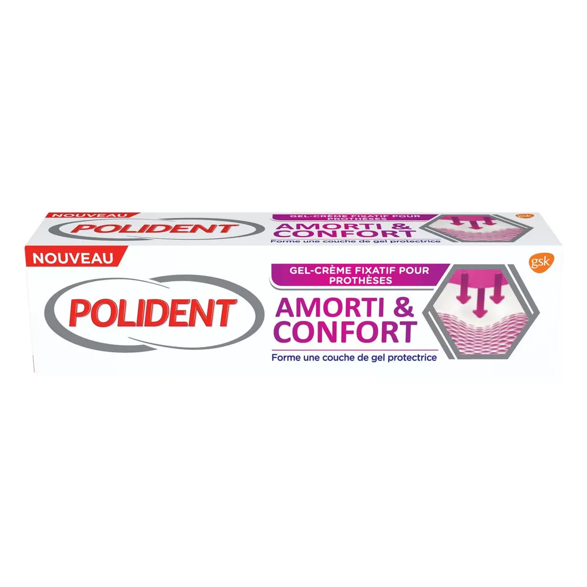 POLIDENT Gel-crème fixatif pour prothèses dentaires amorti & confort 40g