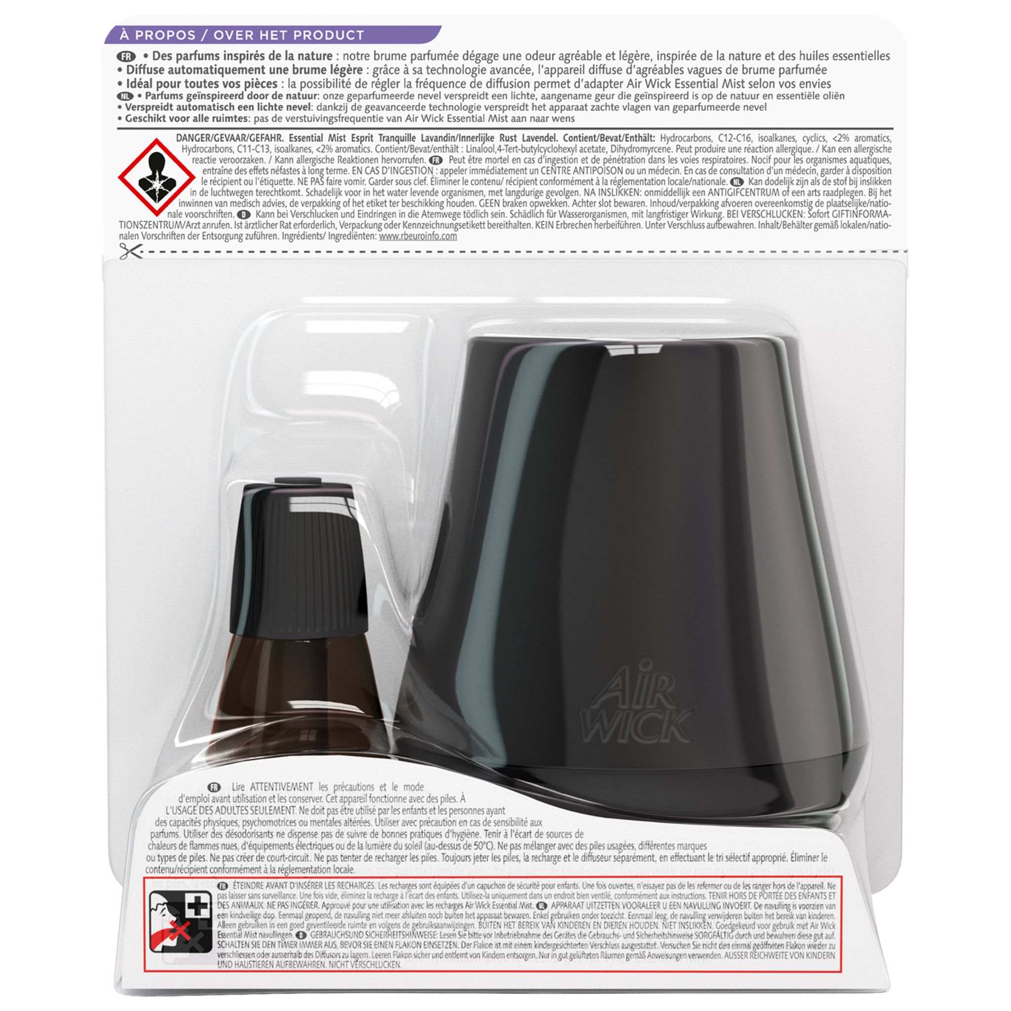 Voir la diapositive 2 : AIR WICK Essential Mist diffuseur automatique lavandin eucalyptus 1 diffuseur 20ml