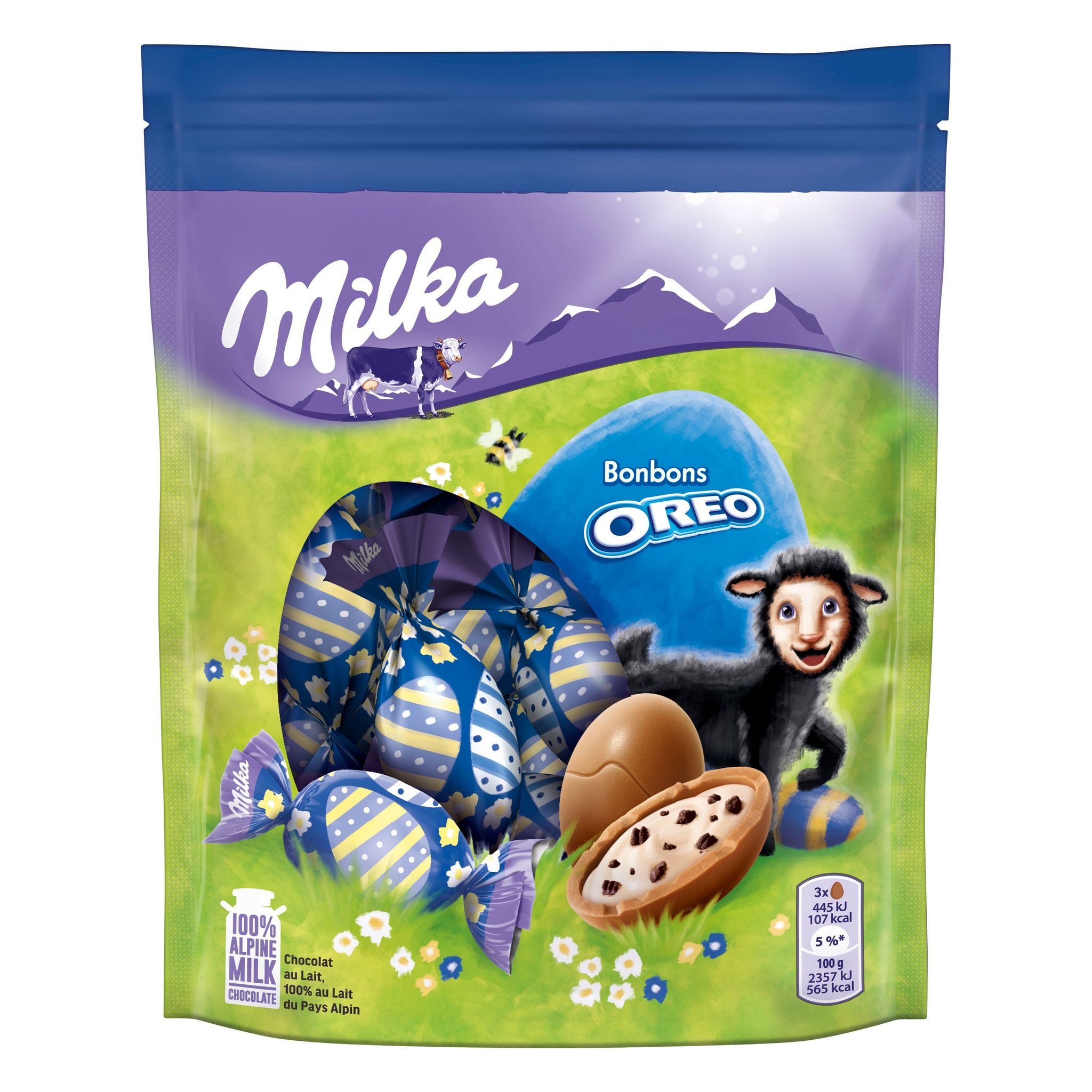 MILKA Bonbons de chocolat au lait fourrés oreo 86g