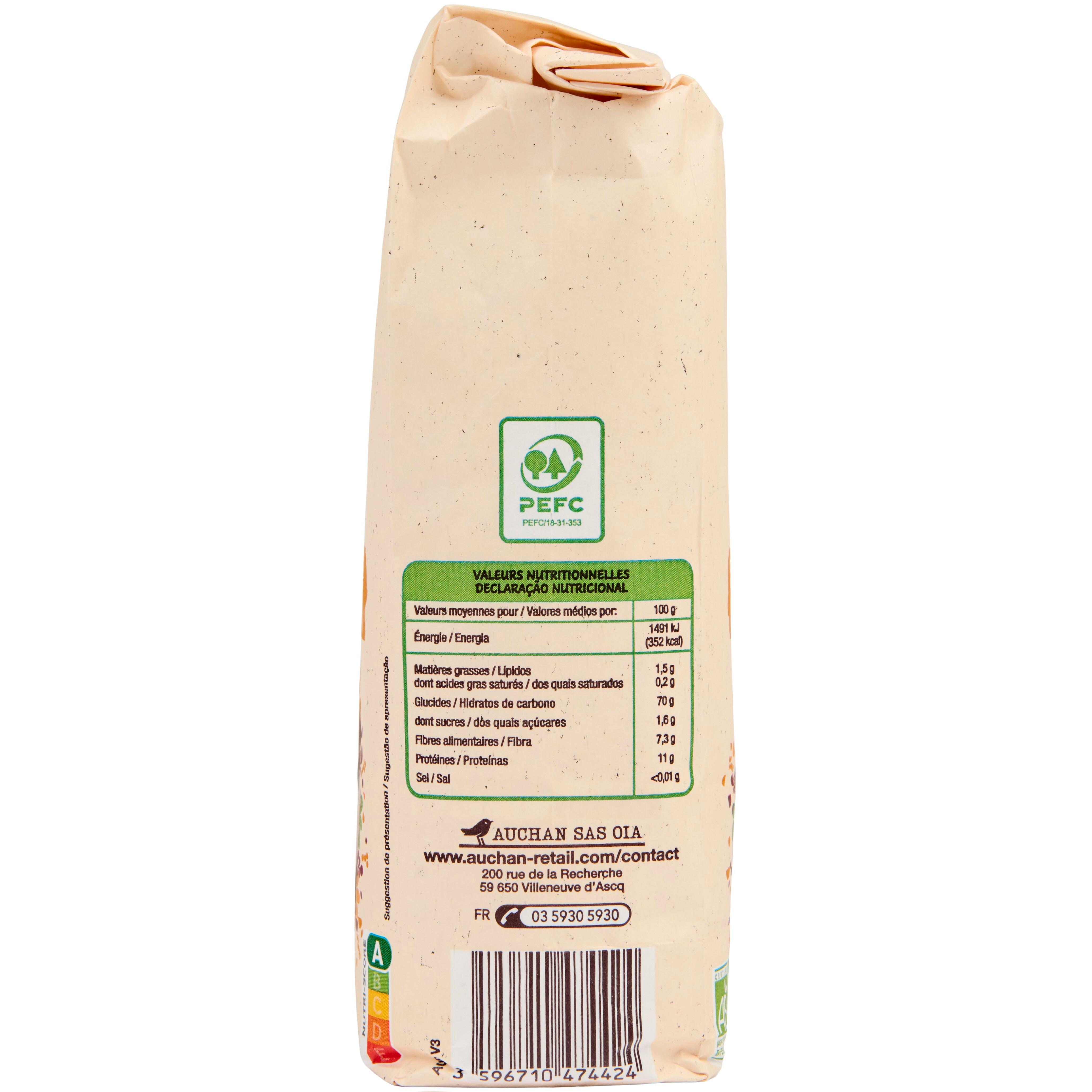 Voir la diapositive 2 : AUCHAN BIO Farine de blé semi-complète T110 1kg