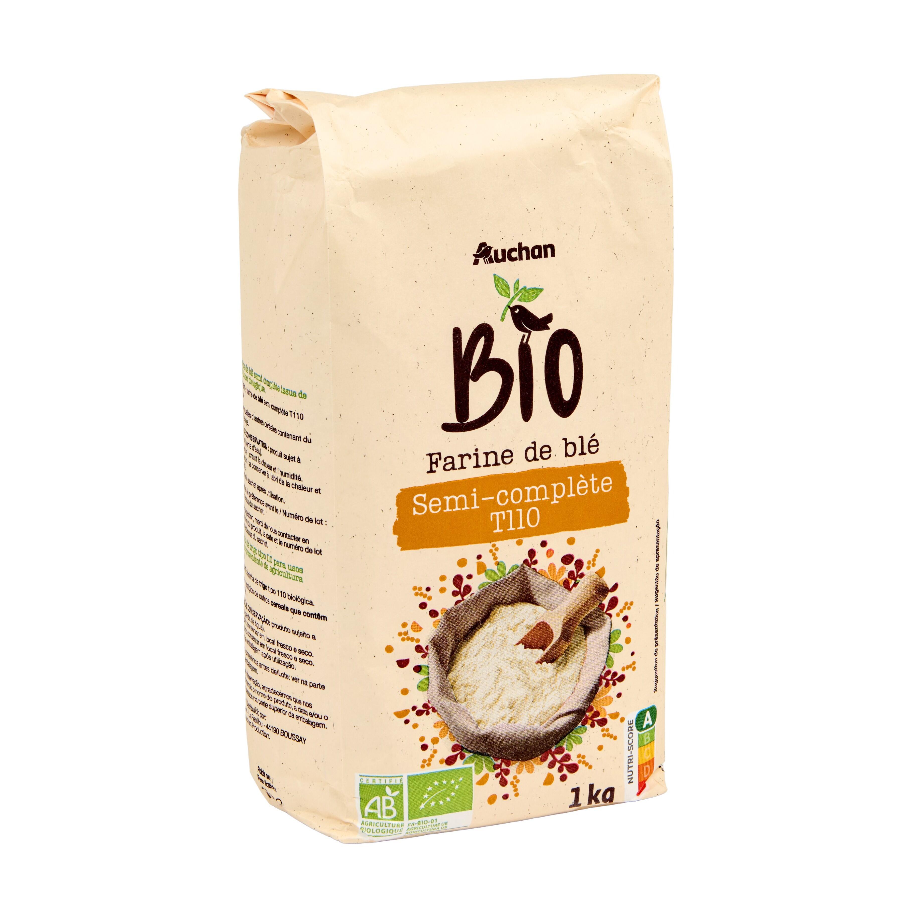 Voir la diapositive 3 : AUCHAN BIO Farine de blé semi-complète T110 1kg