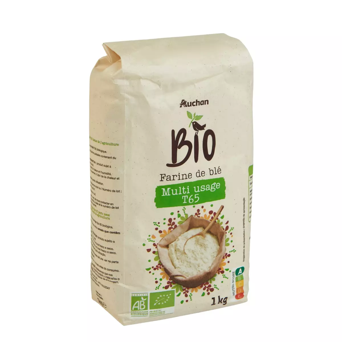 AUCHAN BIO Farine de blé T65 1kg