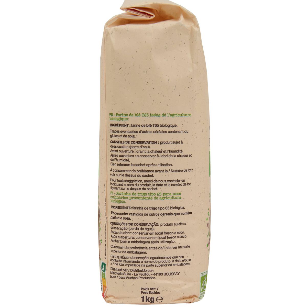 AUCHAN BIO Farine de blé T65 1kg