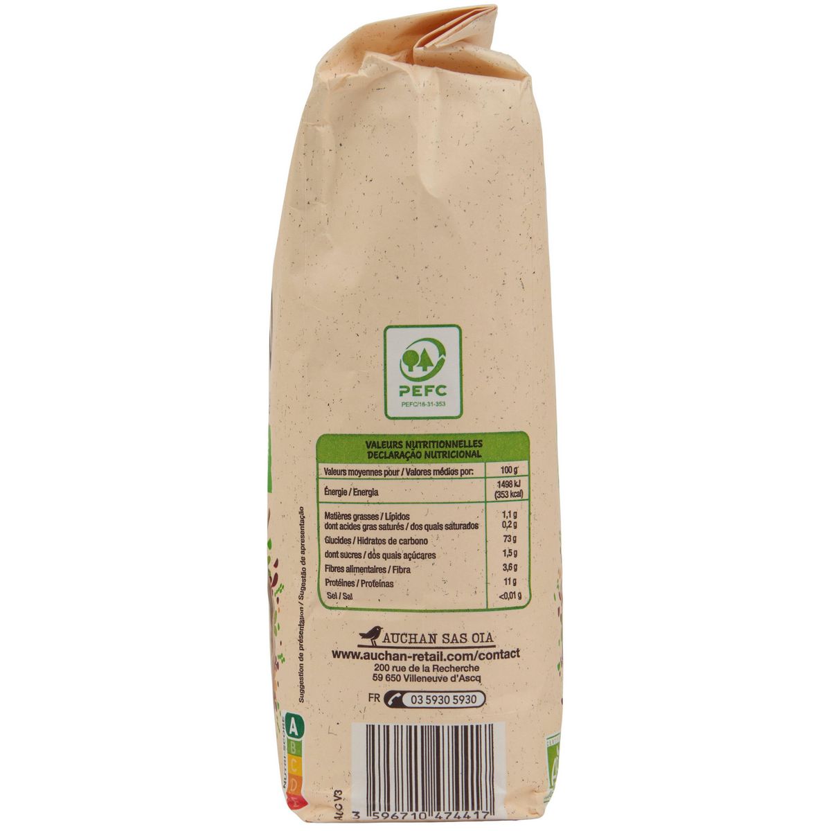 AUCHAN BIO Farine de blé T65 1kg