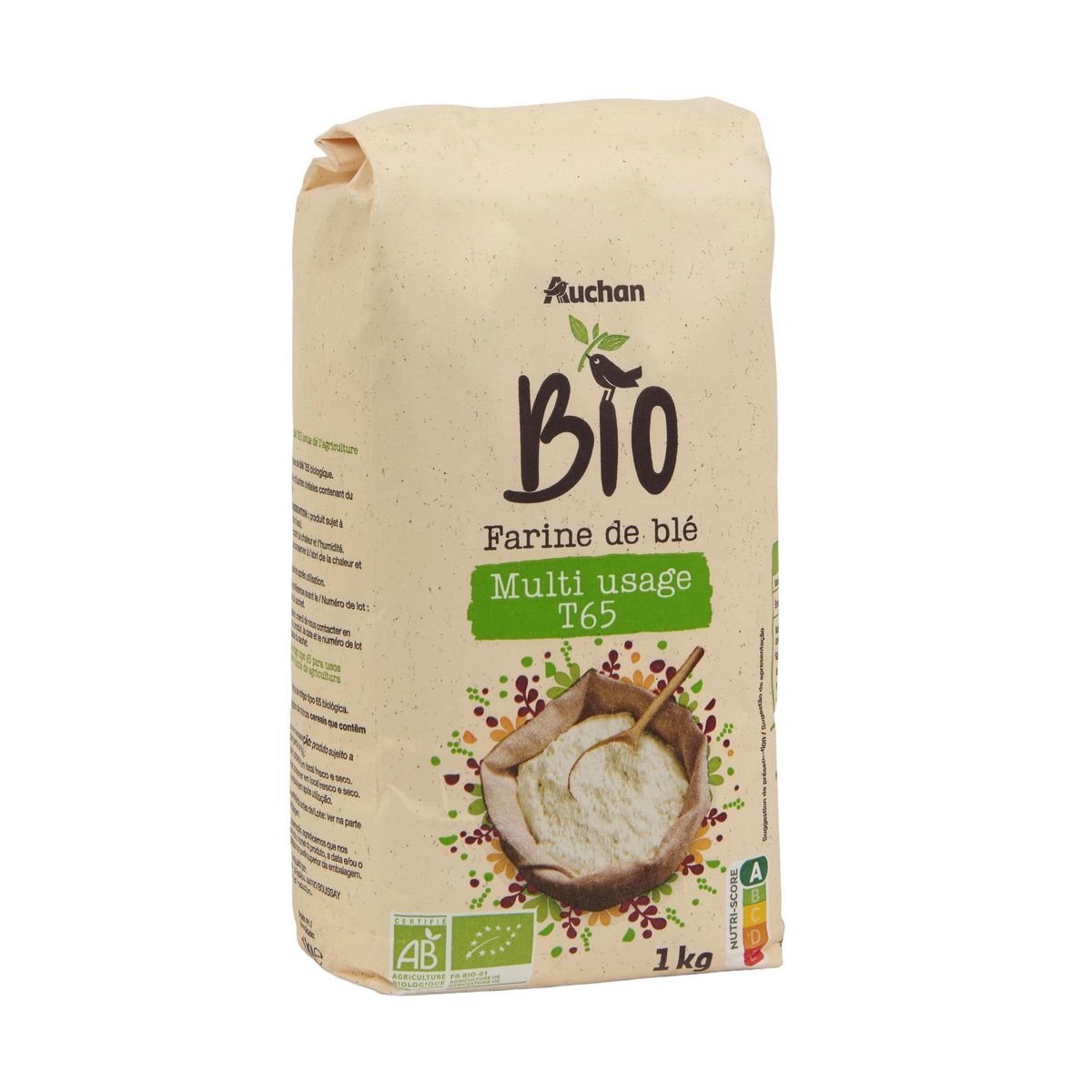 AUCHAN BIO Farine de blé T65 1kg