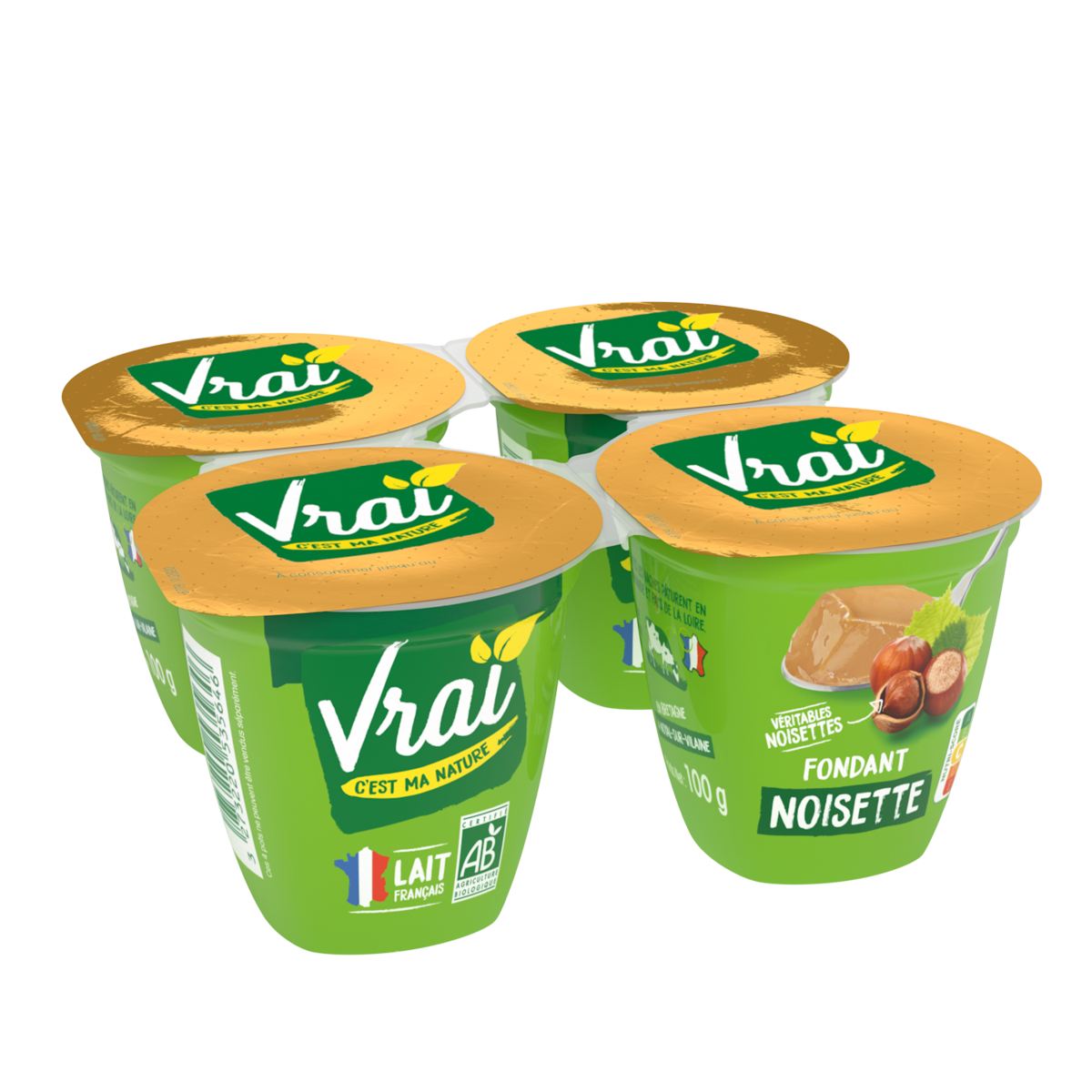 VRAI Crème dessert fondant à la noisette bio 4x100g