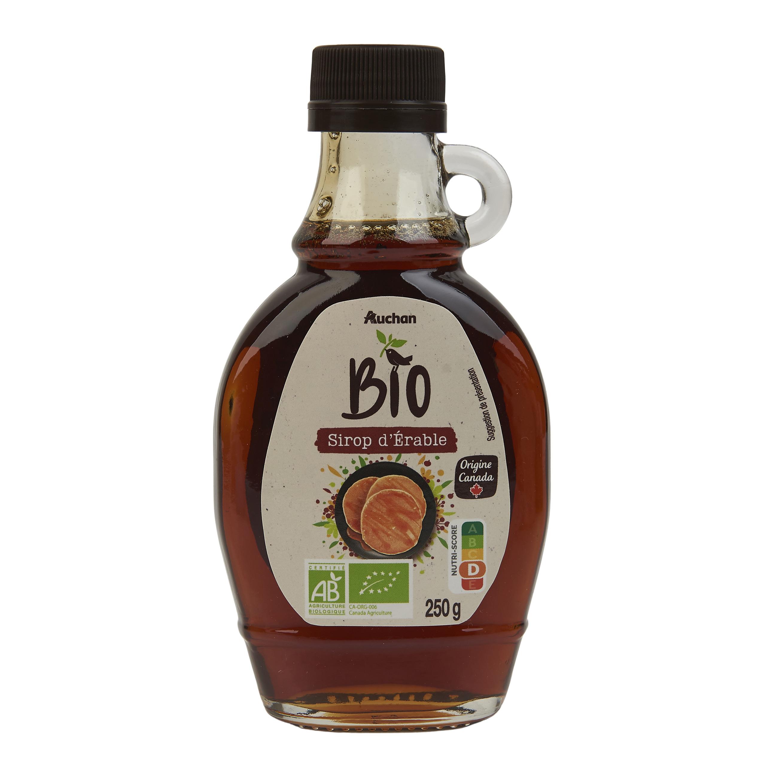 Voir la diapositive 2 : AUCHAN BIO Sirop d'érable bio origine Canada 250g