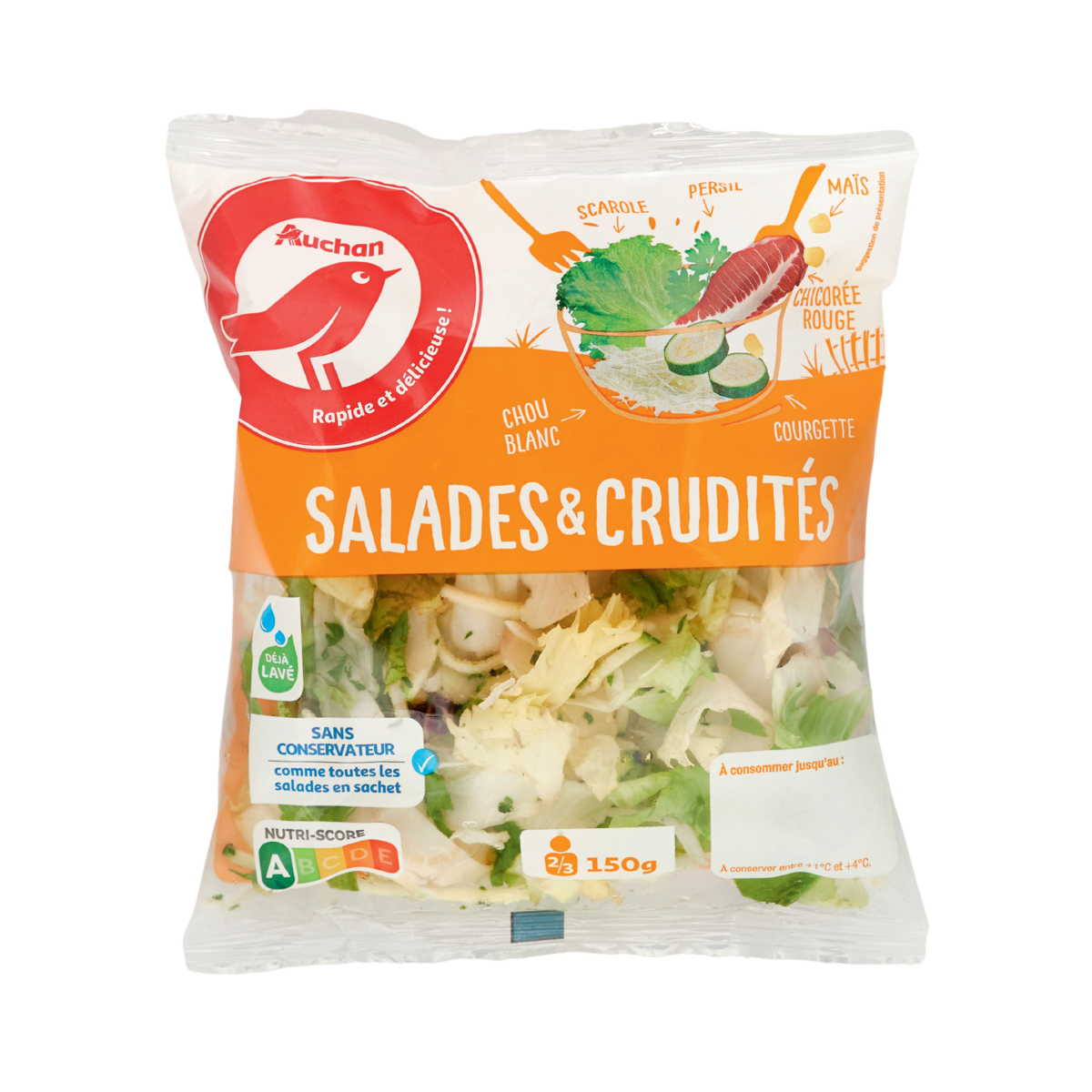 AUCHAN Salade et crudités 150g