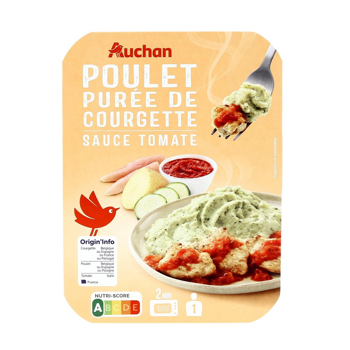 AUCHAN Poulet et purée de courgettes 300g