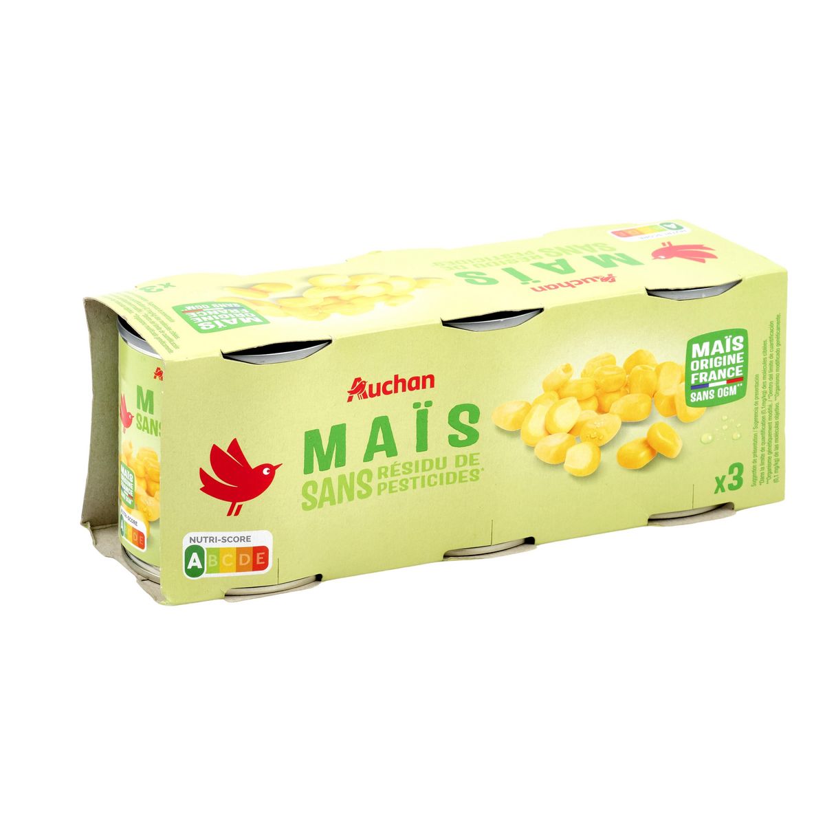 AUCHAN Maïs sans résidu de pesticides 3x140g