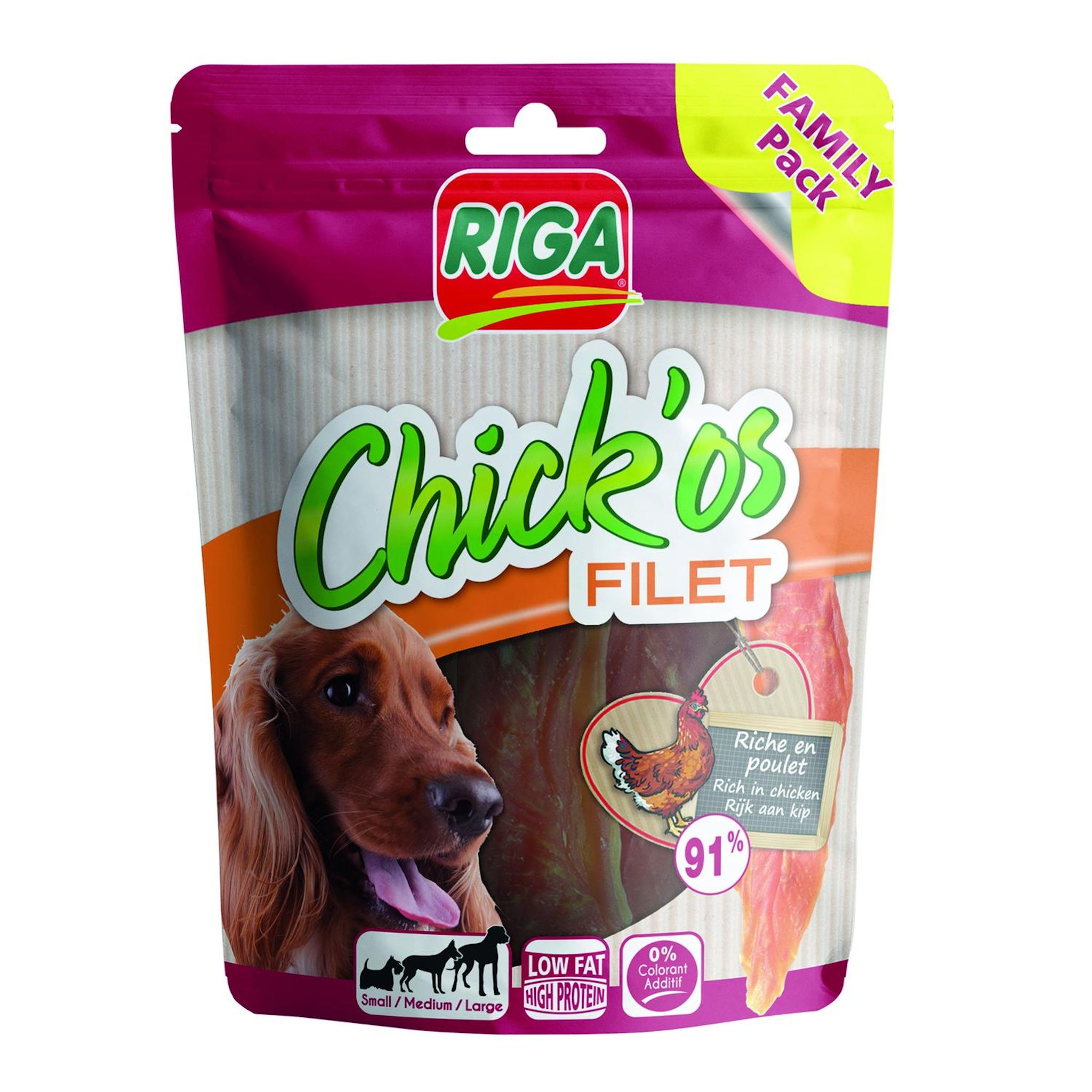 RIGA Chick'os friandises filets au poulet pour chien 300g