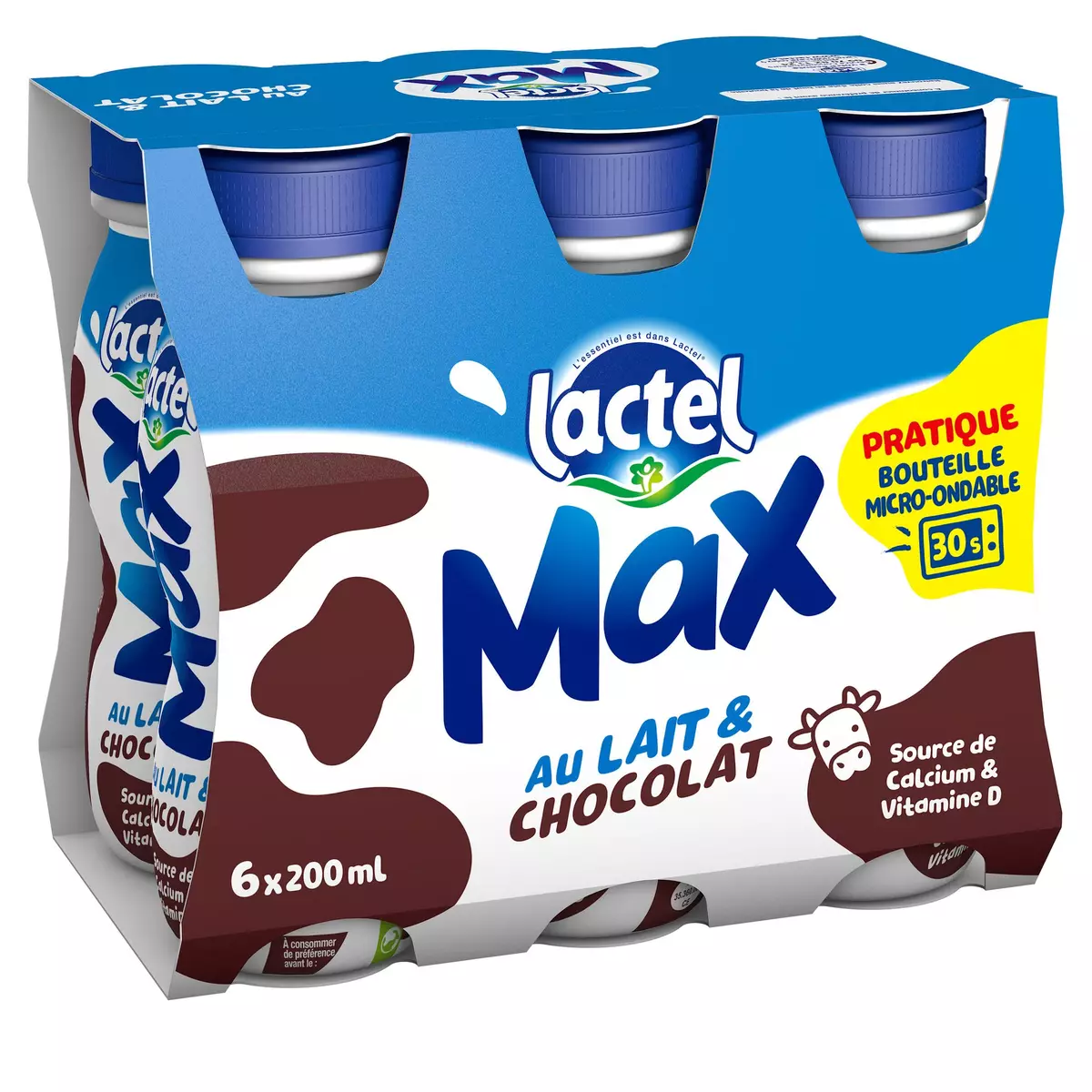LACTEL Max Boisson lactée aromatisée au chocolat 6x20cl