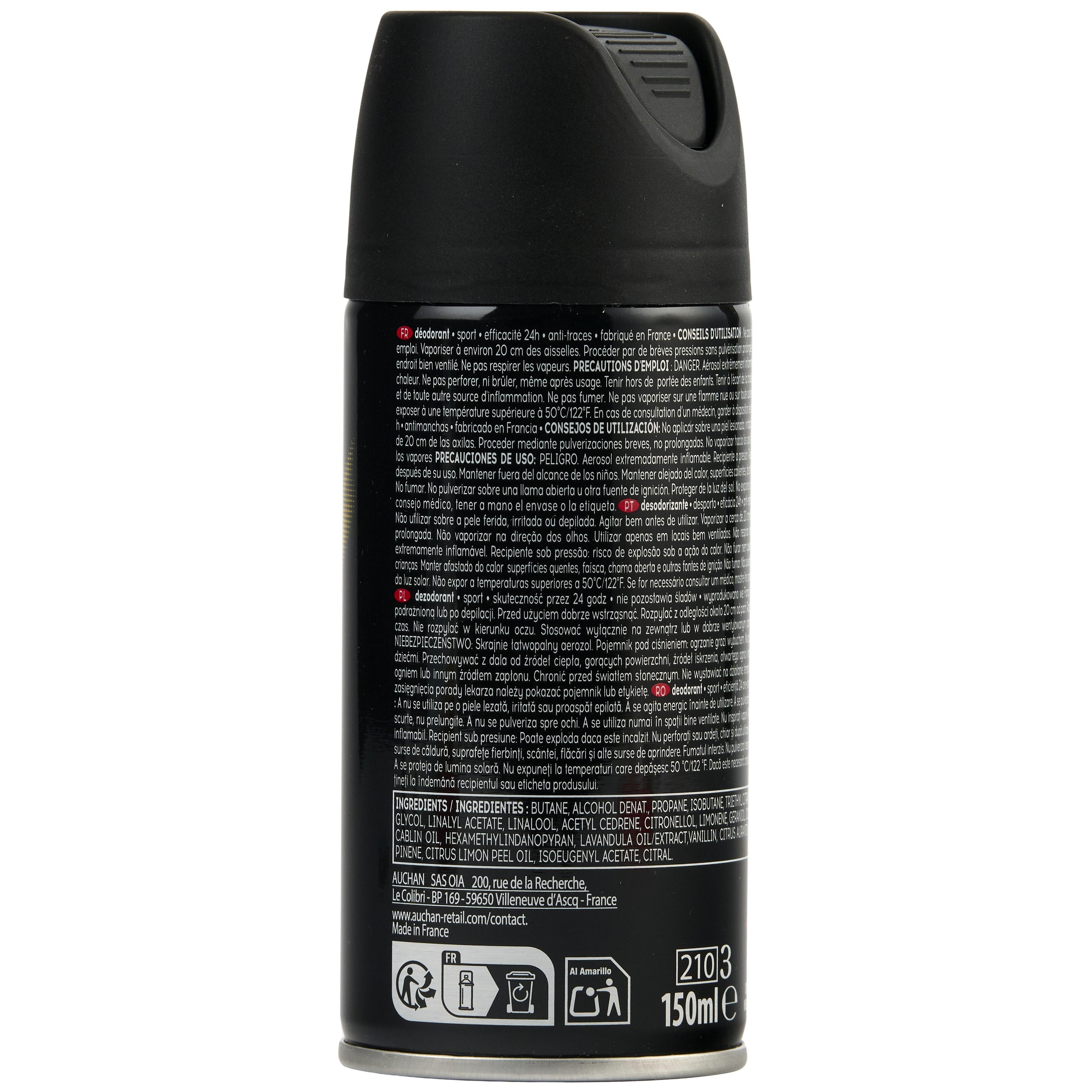 Voir la diapositive 2 : COSMIA MEN Déodorant spray homme 24h sport anti-traces 150ml