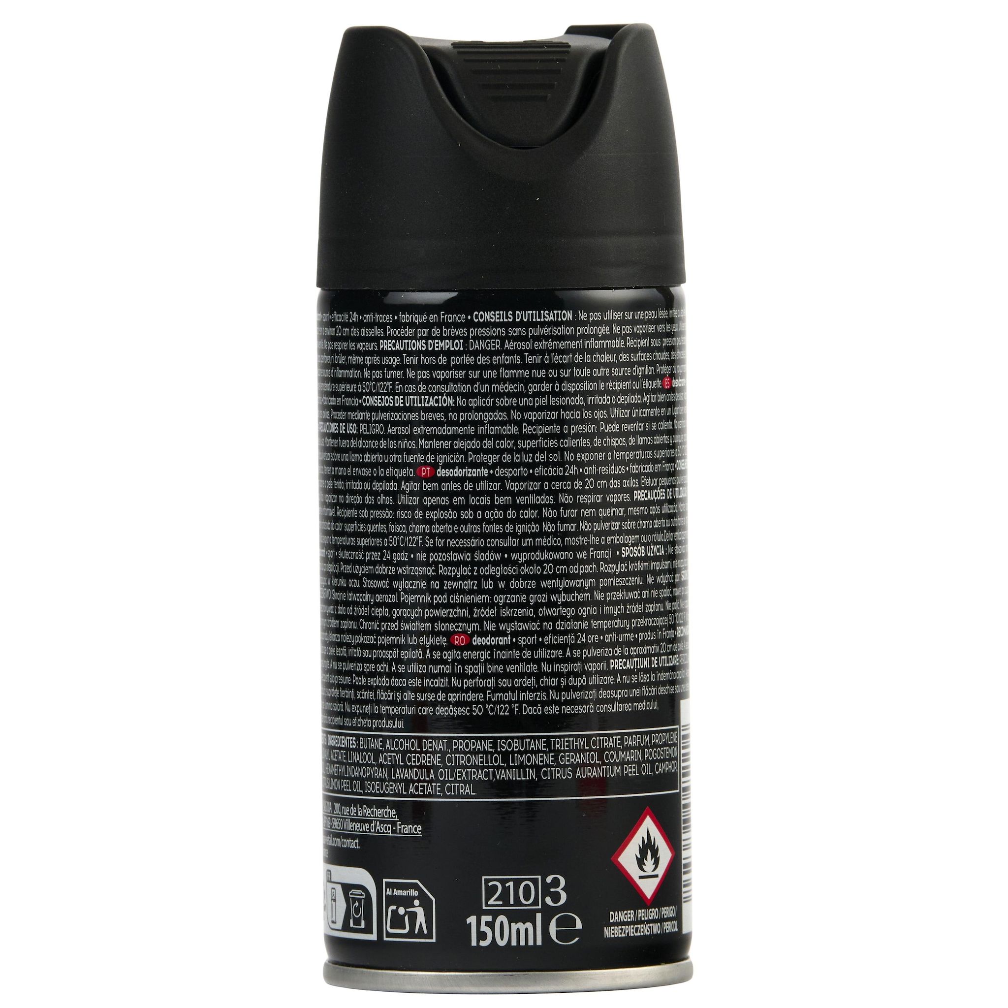 Voir la diapositive 4 : COSMIA MEN Déodorant spray homme 24h sport anti-traces 150ml