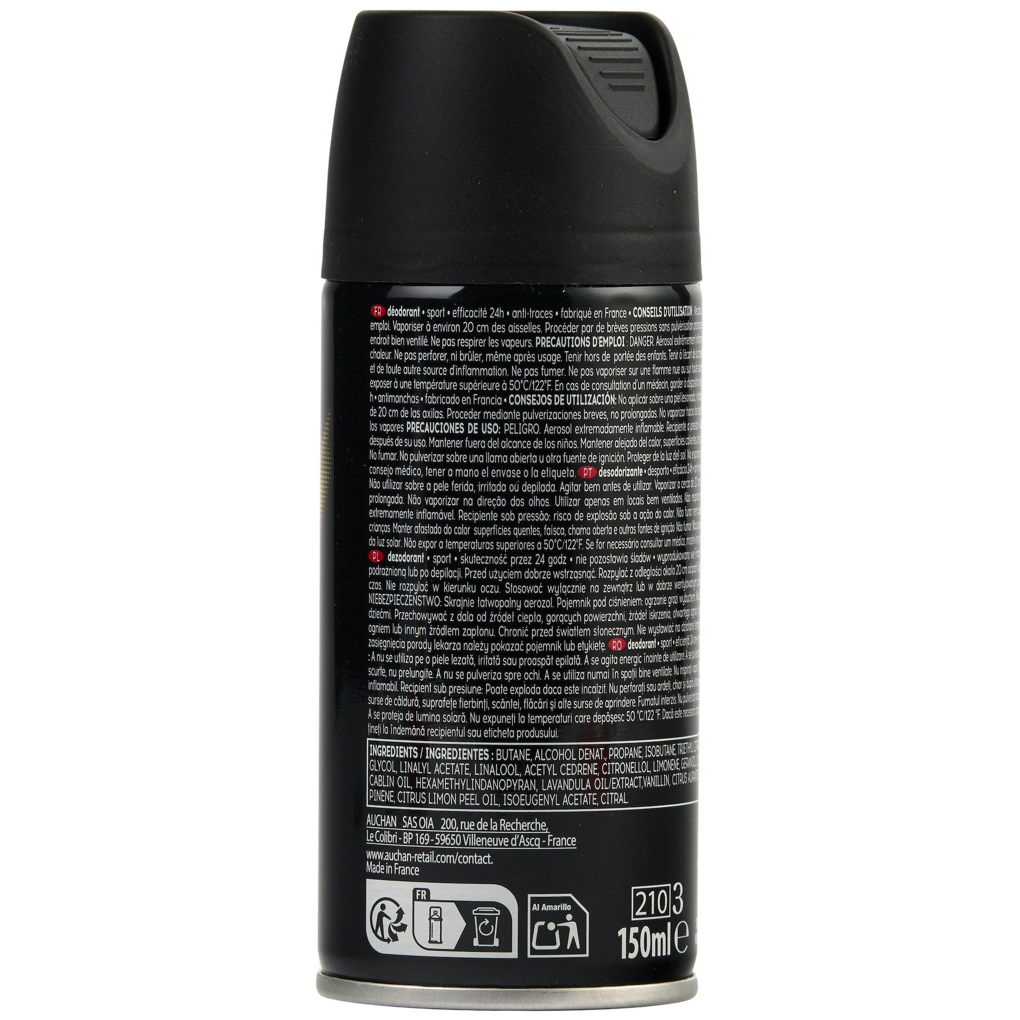 Voir la diapositive 5 : COSMIA MEN Déodorant spray homme 24h sport anti-traces 150ml