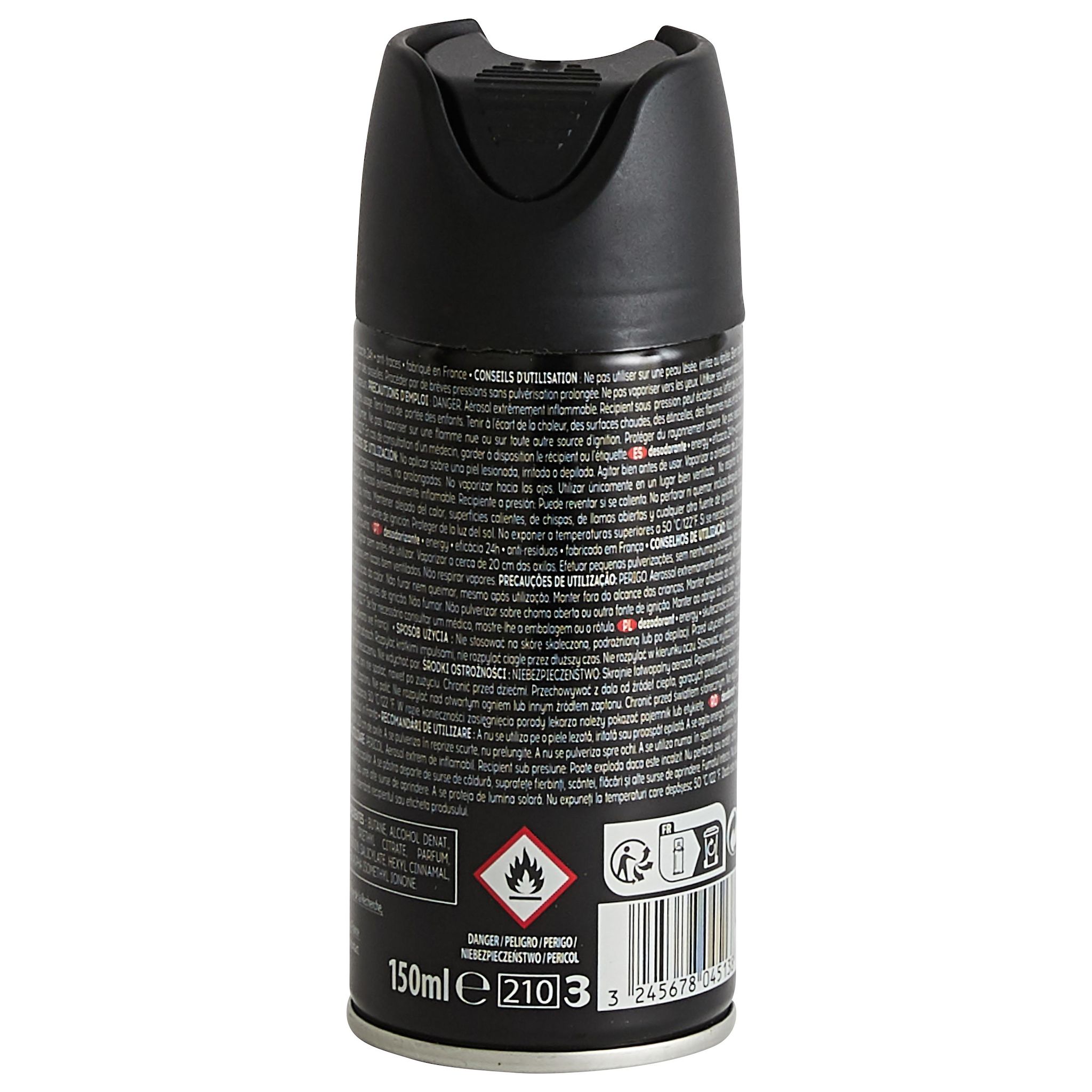 Voir la diapositive 2 : COSMIA MEN Déodorant spray homme 24h énergy anti-traces 150ml