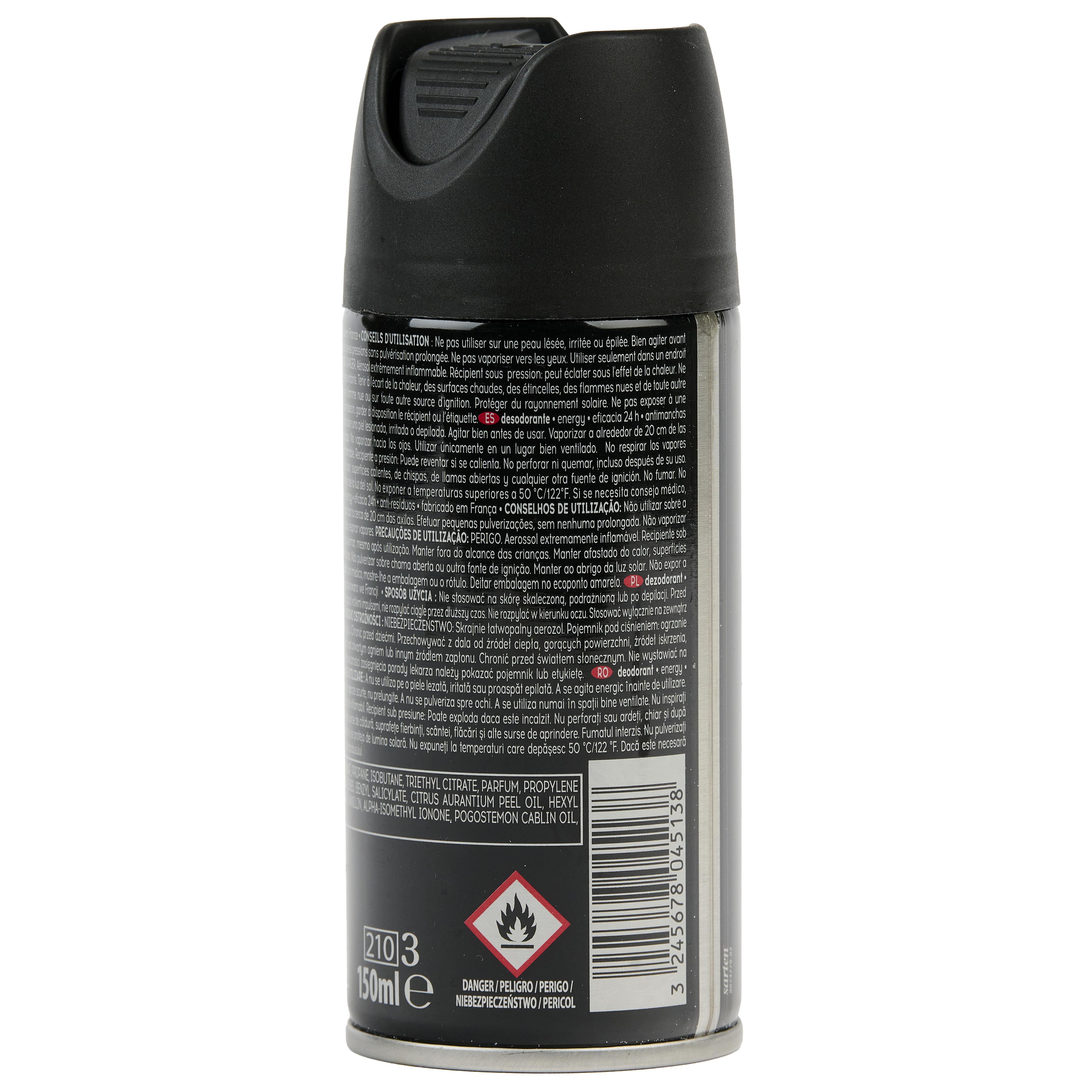Voir la diapositive 3 : COSMIA MEN Déodorant spray homme 24h énergy anti-traces 150ml