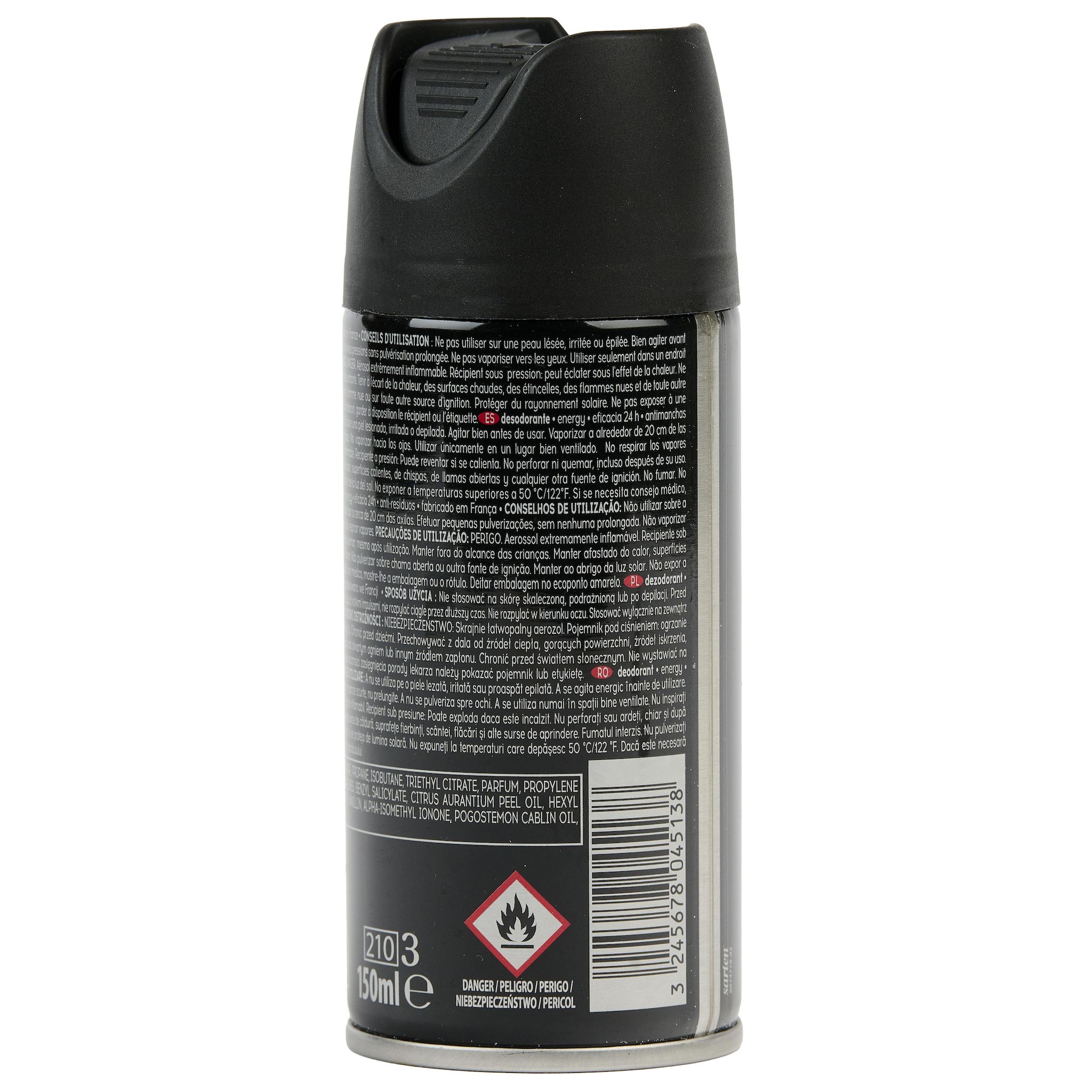 Voir la diapositive 4 : COSMIA MEN Déodorant spray homme 24h énergy anti-traces 150ml