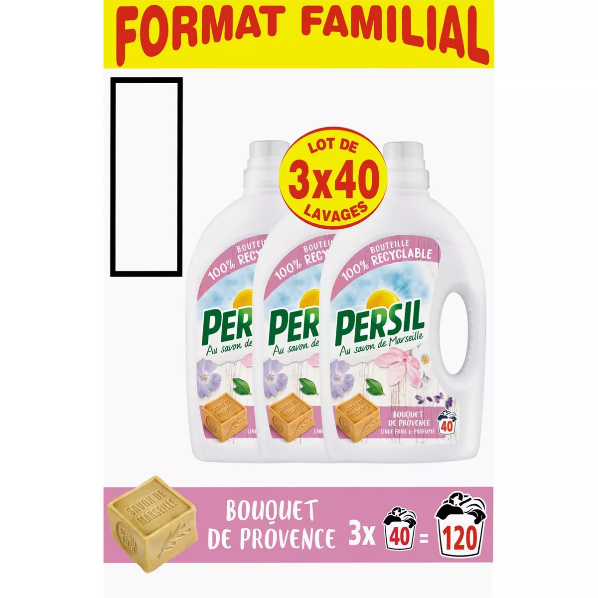 PERSIL Lessive liquide savon de Marseille parfum bouquet de Provence 3x40 lavages 3x2l