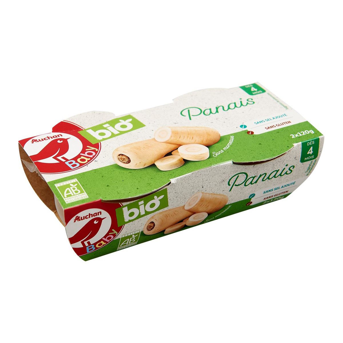 AUCHAN BABY BIO Bol purée de panais dès 4 mois 2x120g
