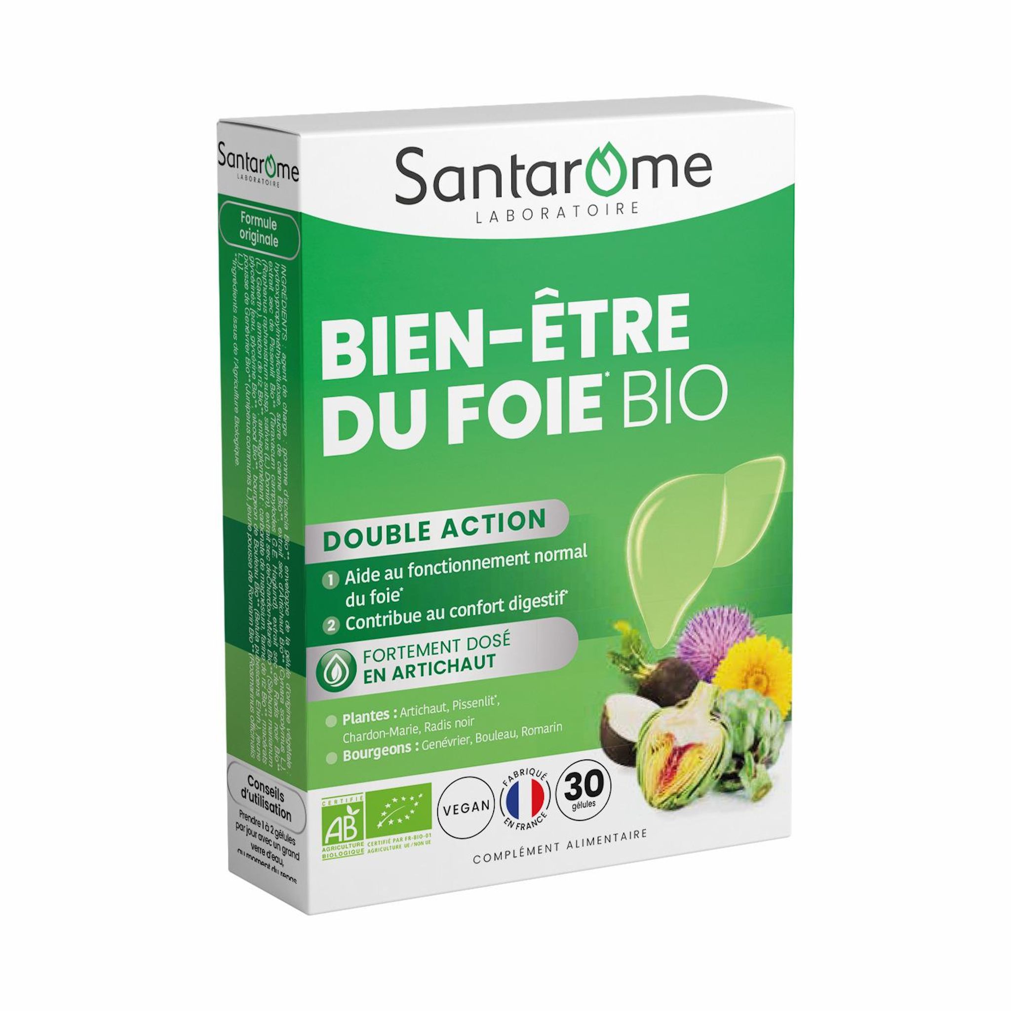 SANTAROME Complément alimentaire bien être du foie bio 30 gélules