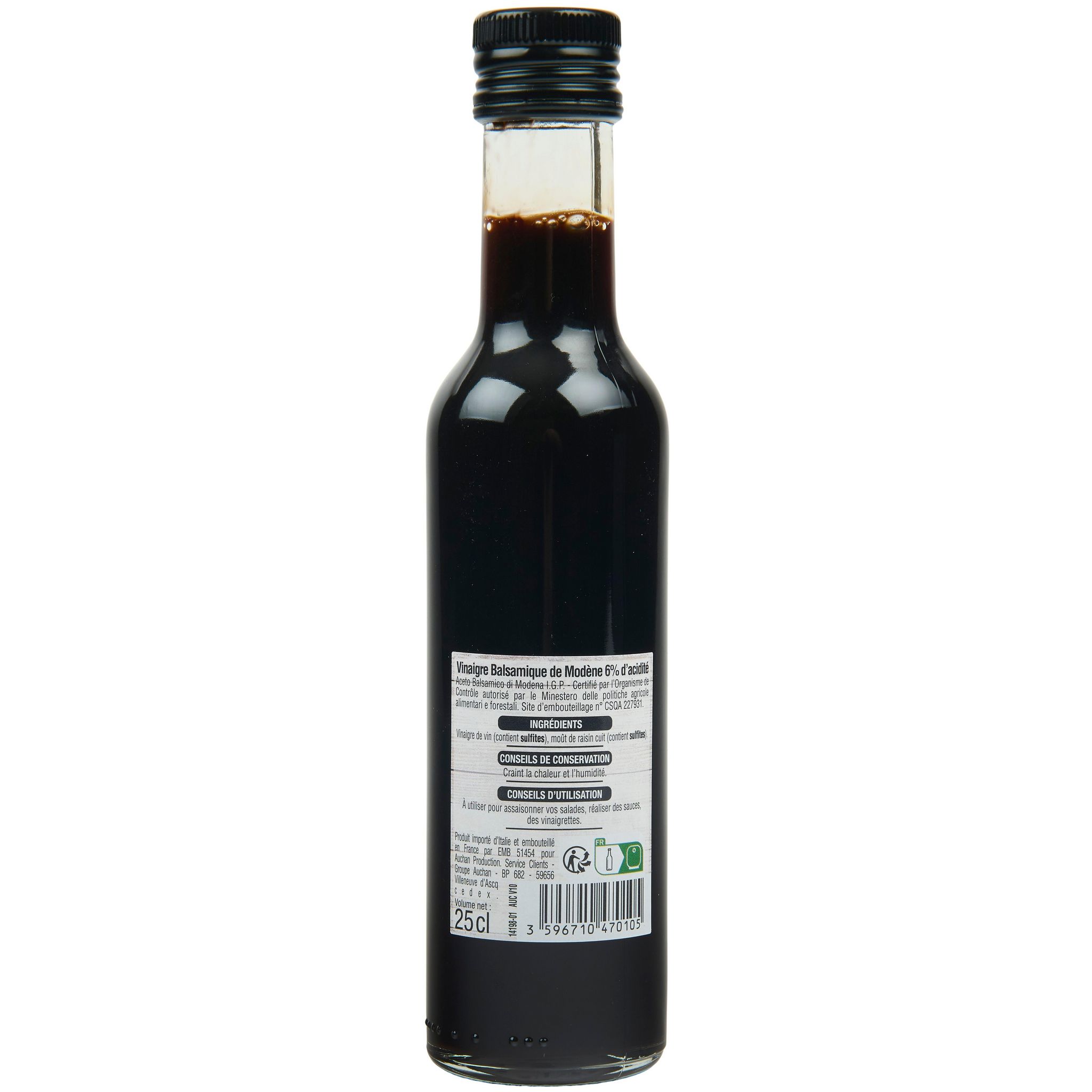 Voir la diapositive 3 : AUCHAN Vinaigre balsamique de modène IGP 25cl