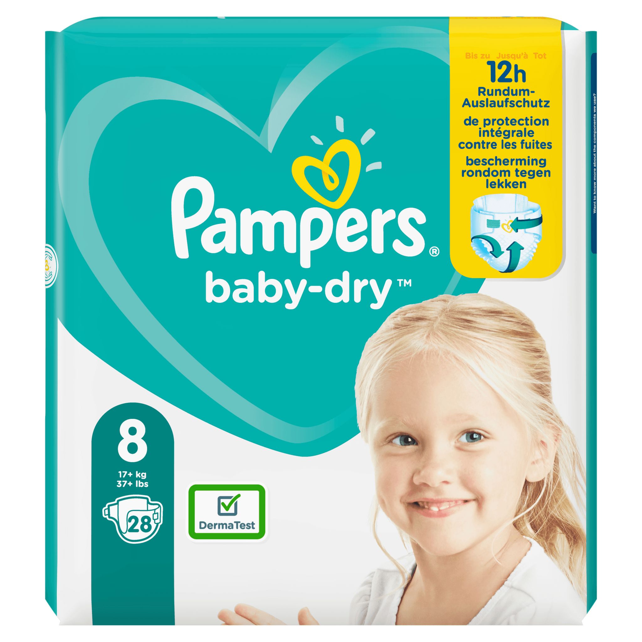 Voir la diapositive 2 : PAMPERS Baby dry Couche taille 8 (17kg +) x28 28 couches