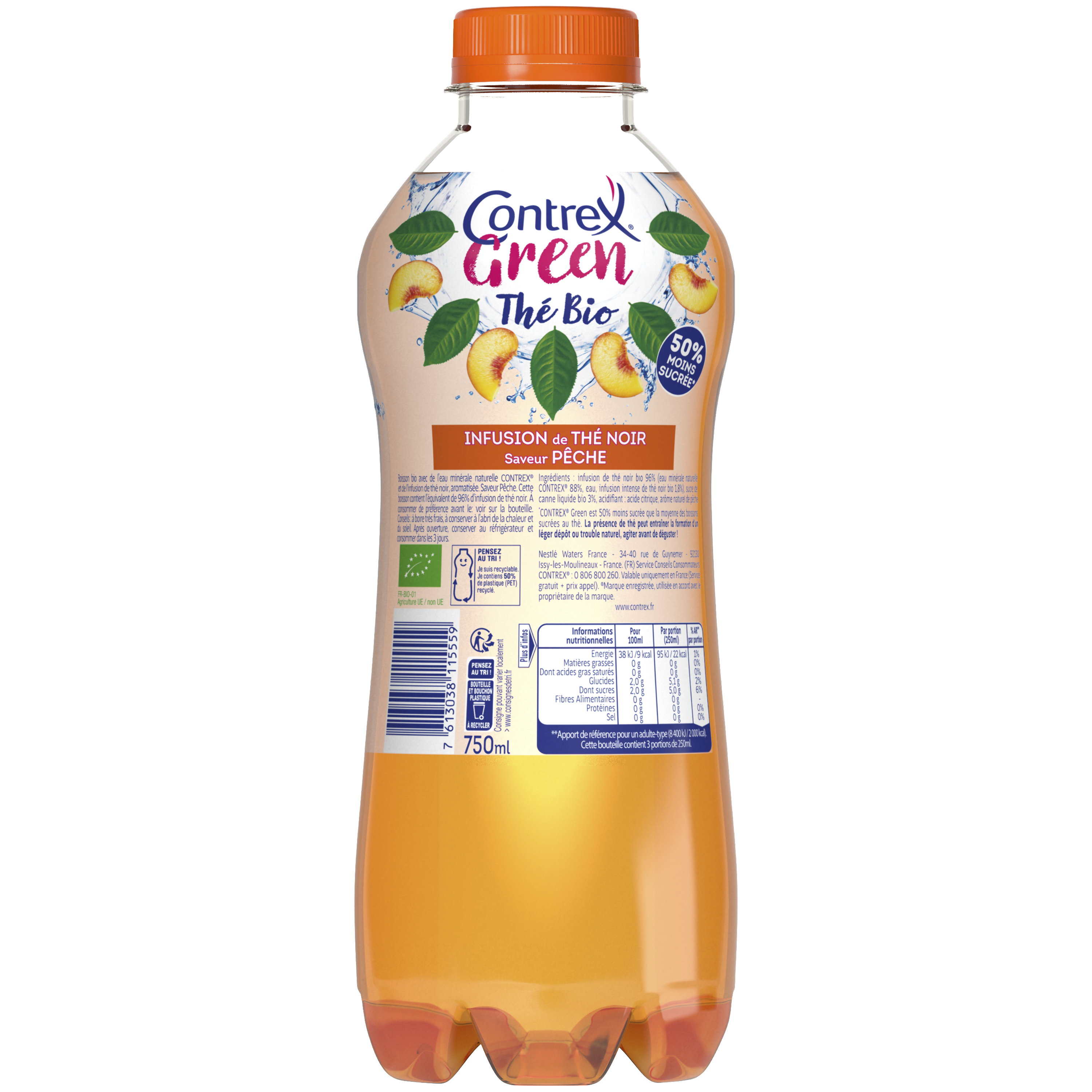 Voir la diapositive 2 : CONTREX Infusion Green bio thé noir saveur pêche 75cl