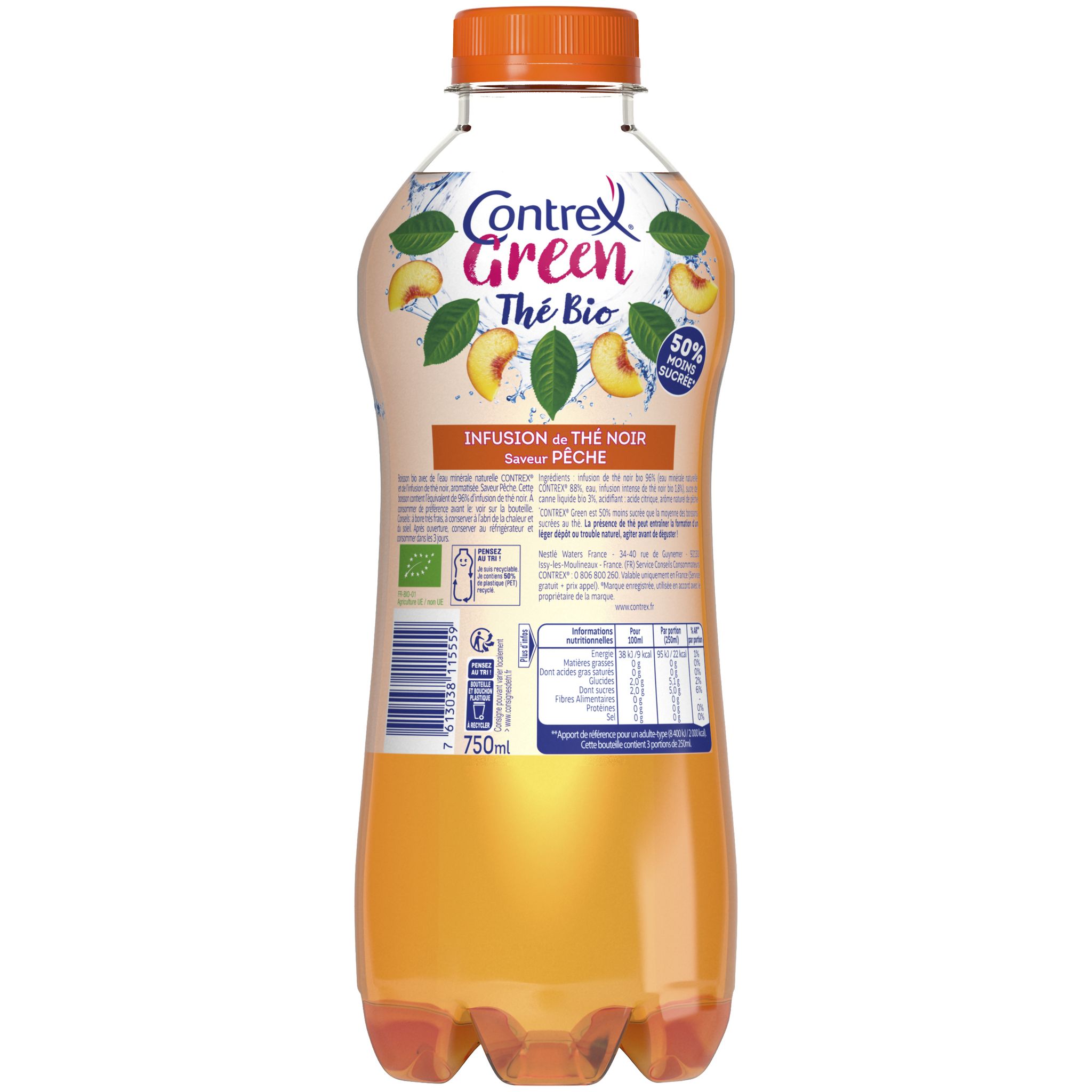 Voir la diapositive 2 : CONTREX Infusion Green bio thé noir saveur pêche 75cl