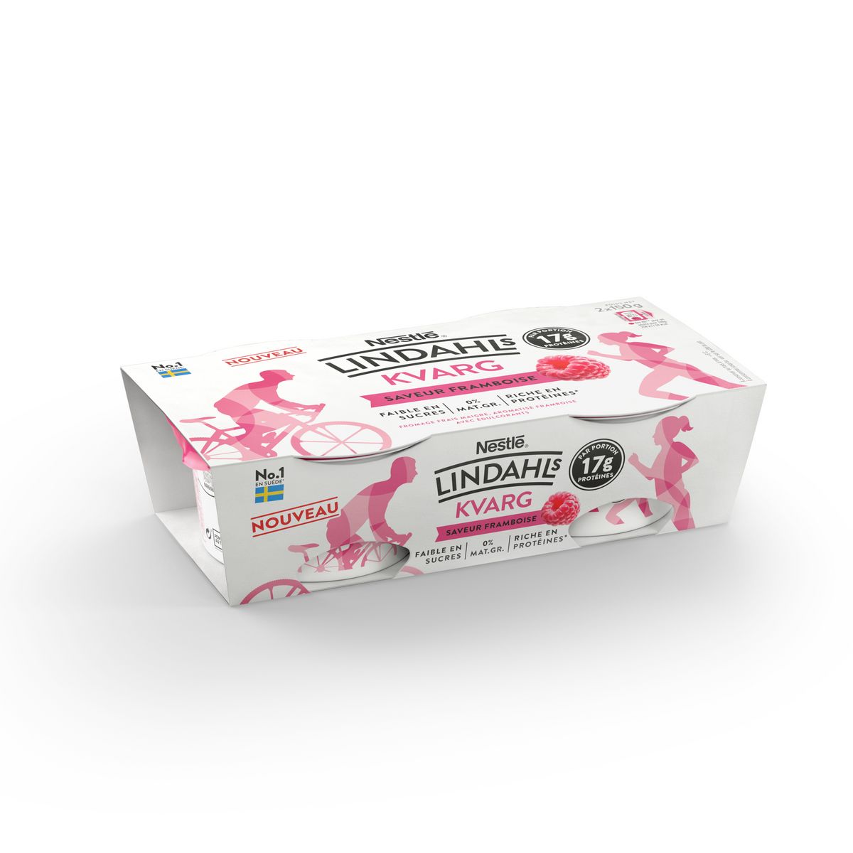 NESTLE LINDAHLS KVARG Fromage blanc à la framboise 0%MG 2x150g