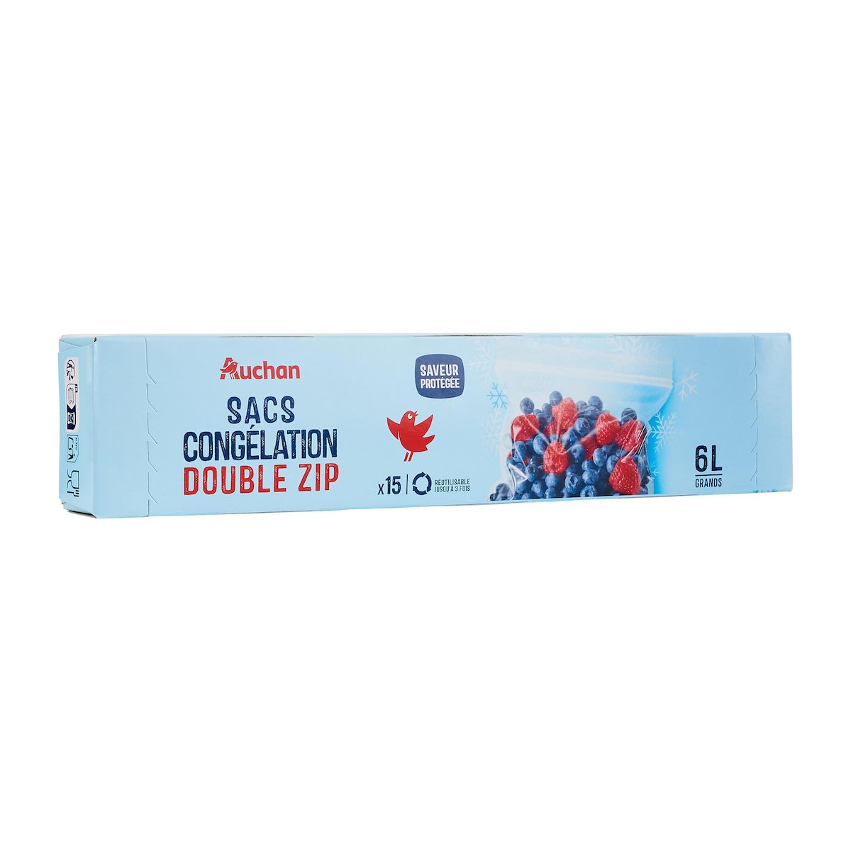 AUCHAN Sacs de congélation fermeture à curseur 6L 15 sacs