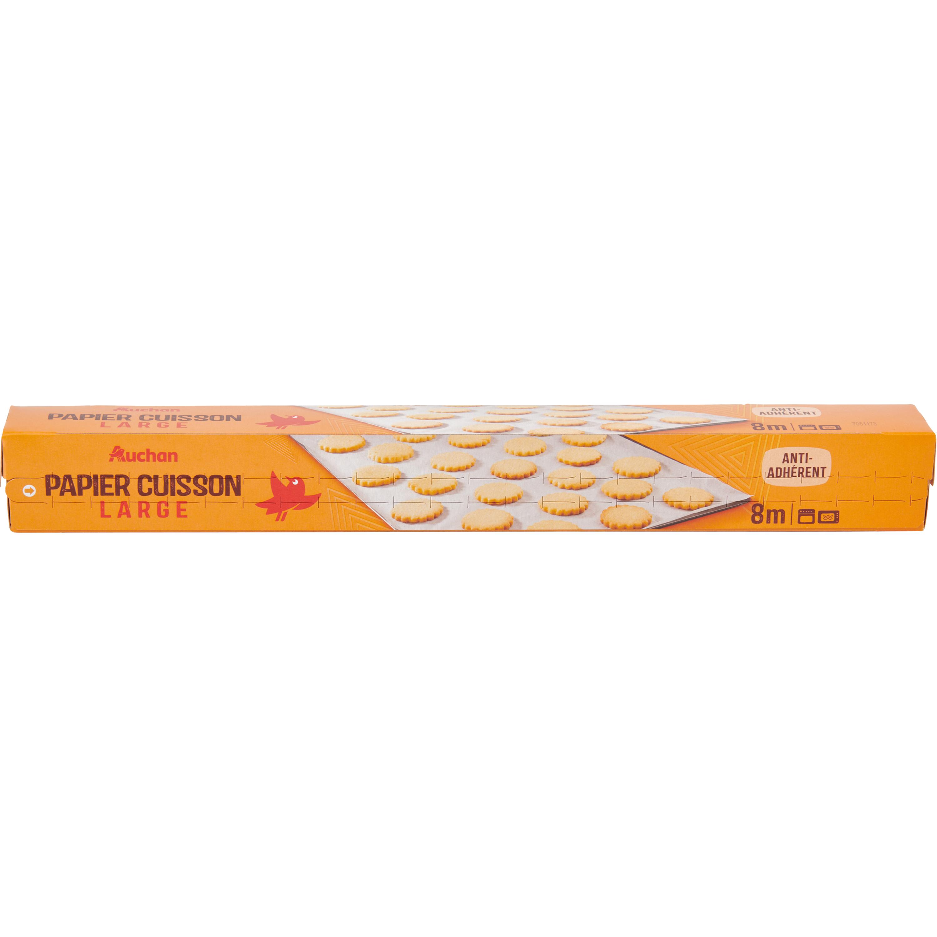 Voir la diapositive 2 : AUCHAN Papier cuisson non adhérent et large 8m 1 rouleau