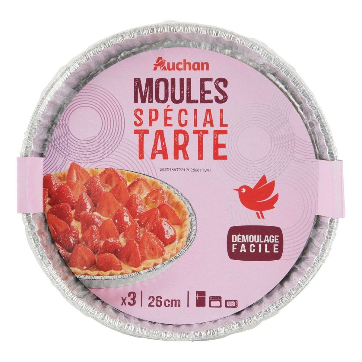 AUCHAN Moules aluminium spécial tarte 26cm x3