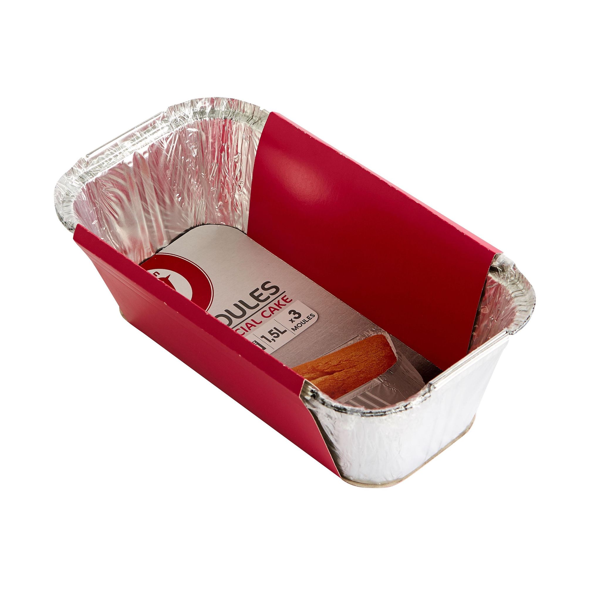 Voir la diapositive 2 : AUCHAN Moules aluminium spécial cake 1,5L x3