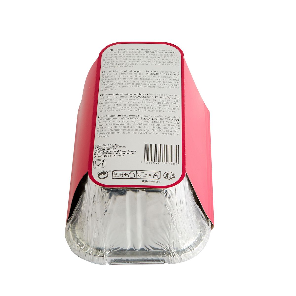 AUCHAN Moules aluminium spécial cake 1,5L x3