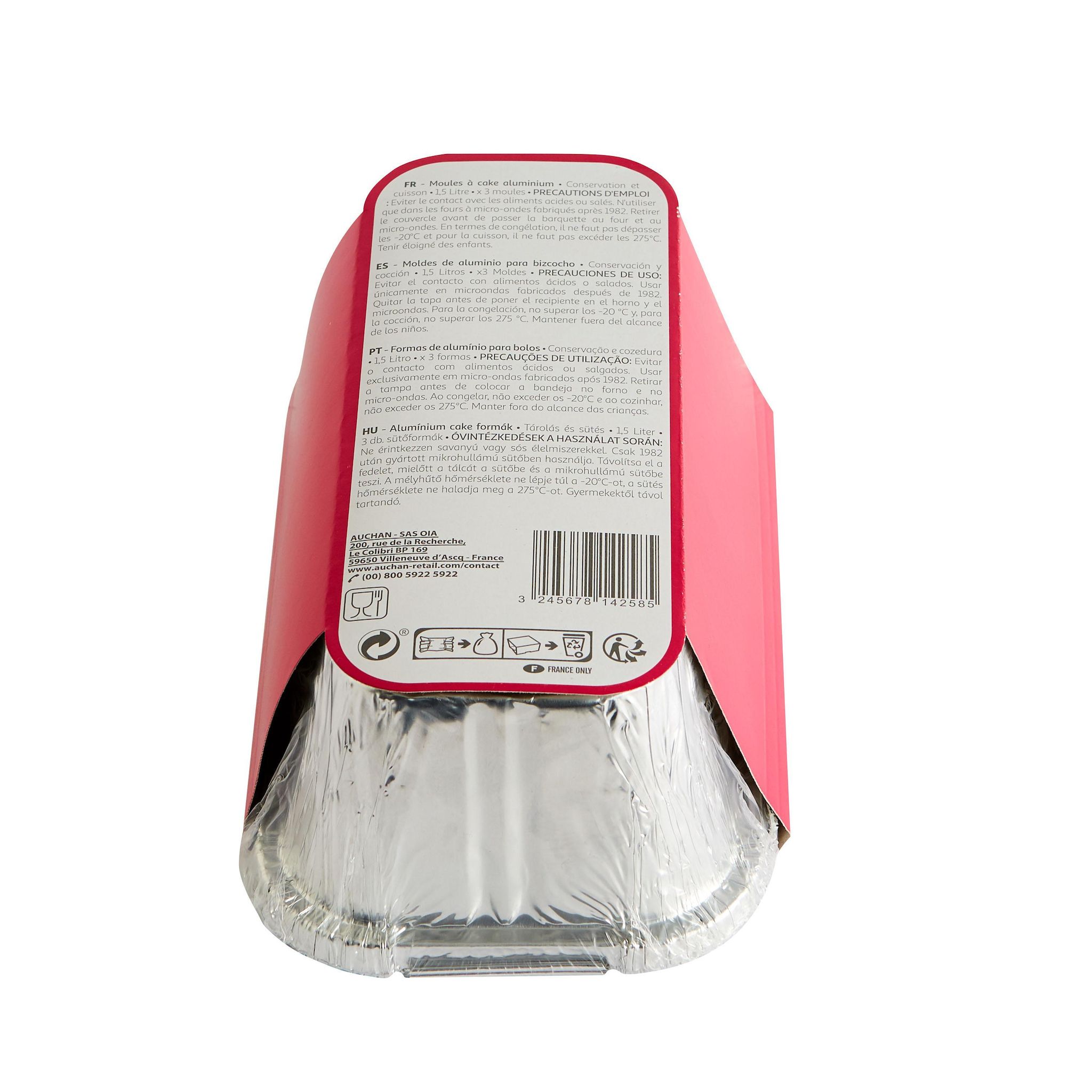 Voir la diapositive 3 : AUCHAN Moules aluminium spécial cake 1,5L x3