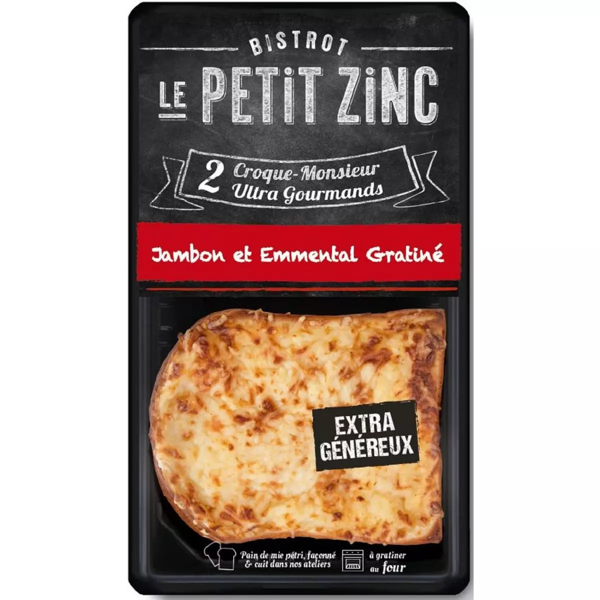 LE PETIT ZINC Croque-monsieur au jambon et emmental gratiné 2 pièces 280g