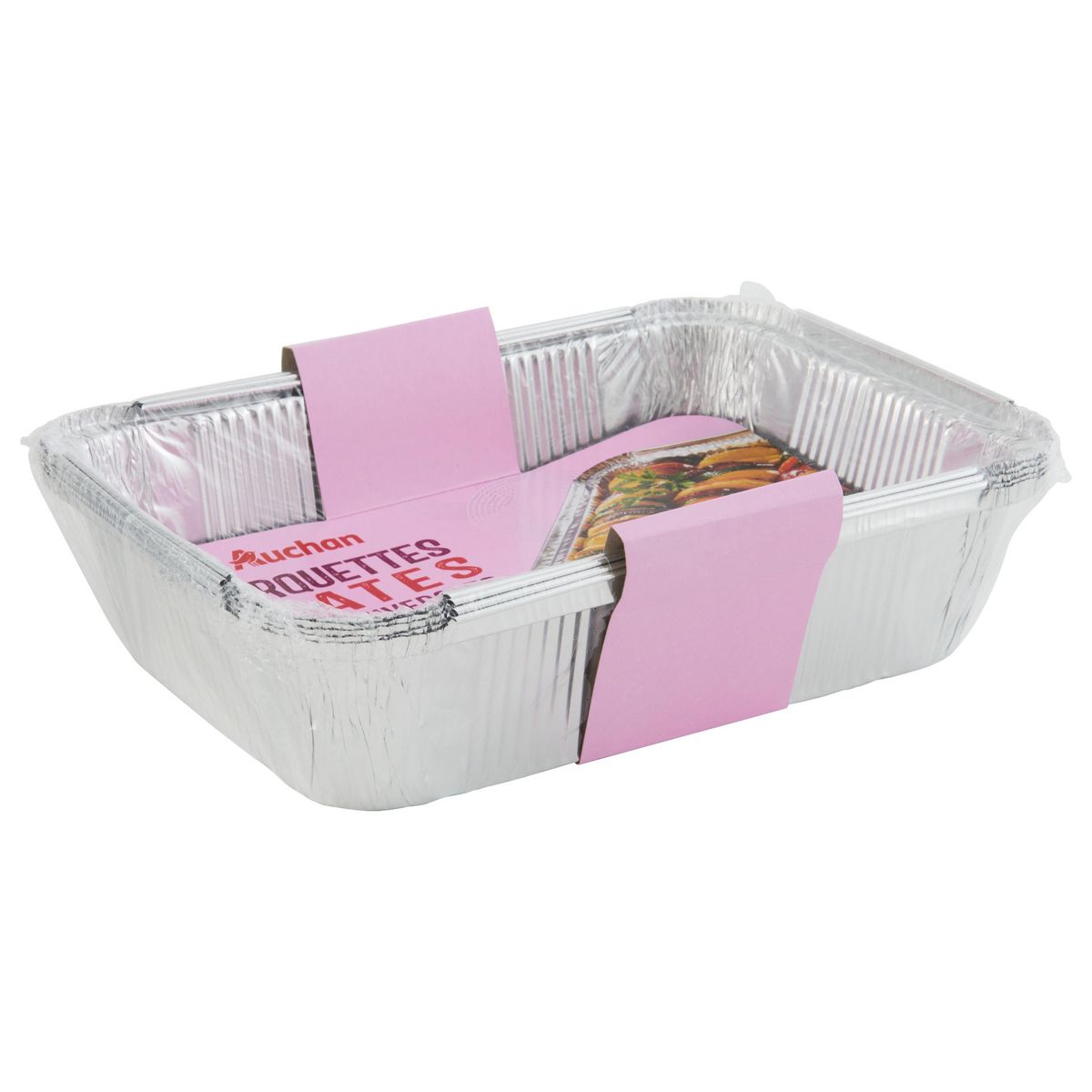 AUCHAN Barquettes plates avec couvercles 2L 5 pièces