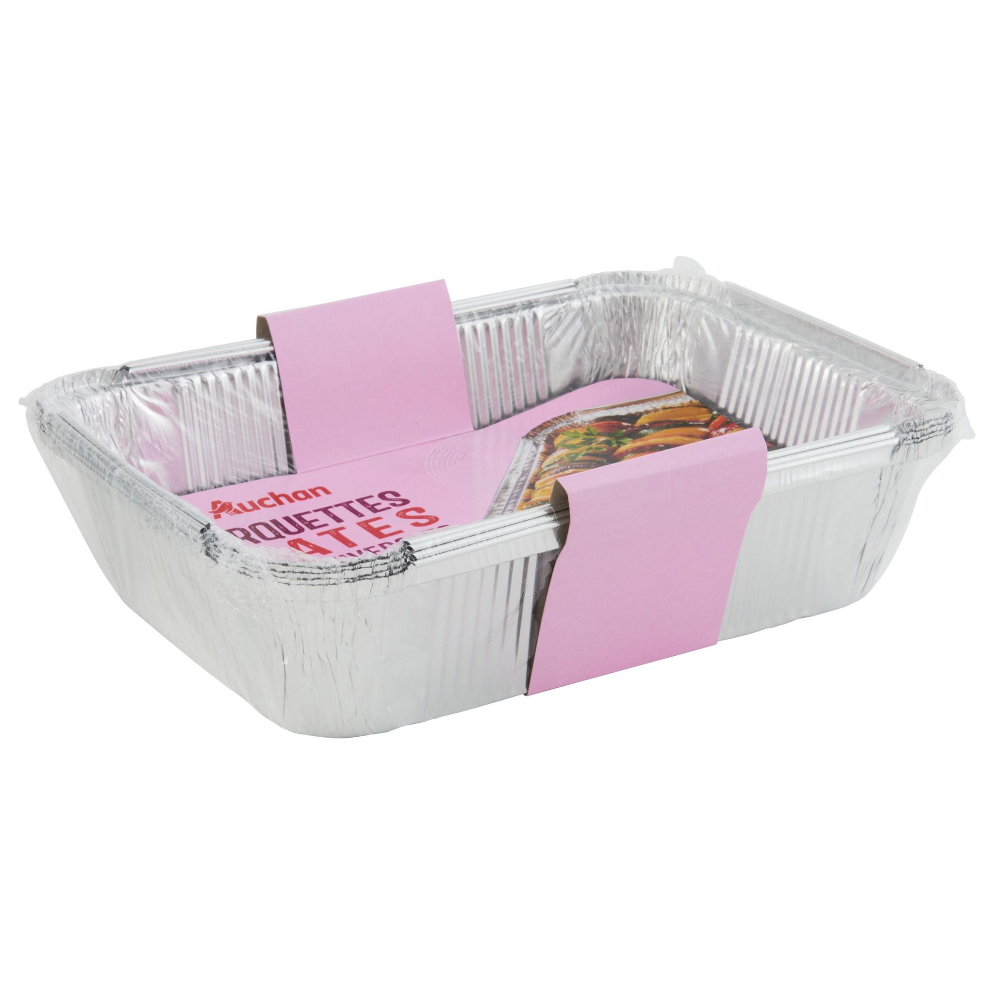 Voir la diapositive 2 : AUCHAN Barquettes plates avec couvercles 2L 5 pièces