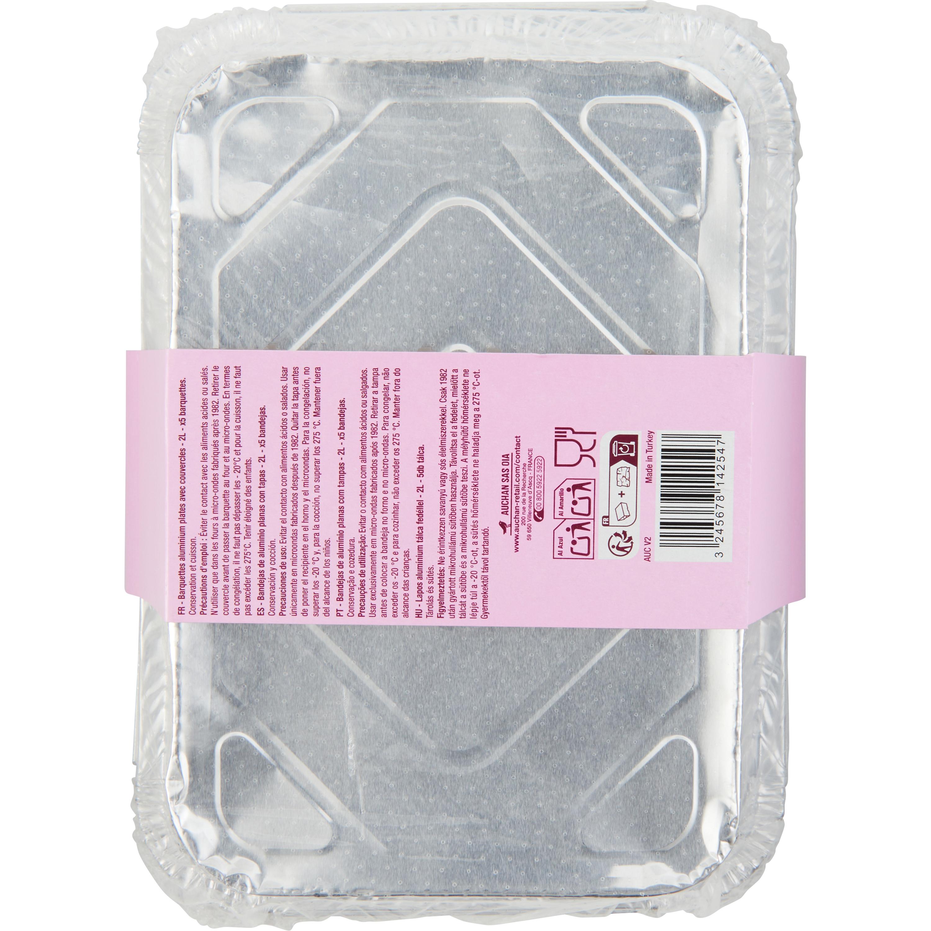 Voir la diapositive 4 : AUCHAN Barquettes plates avec couvercles 2L 5 pièces
