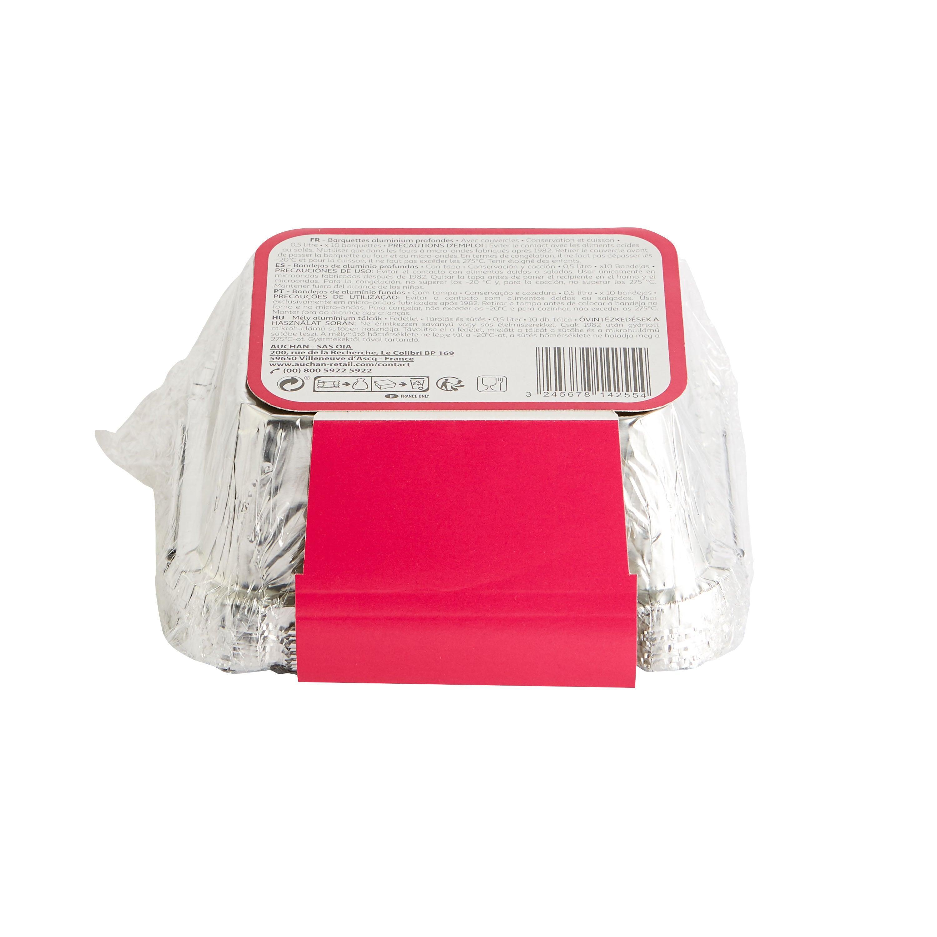 Voir la diapositive 3 : AUCHAN Barquettes aluminium profondes avec couvercles 10x0,5l